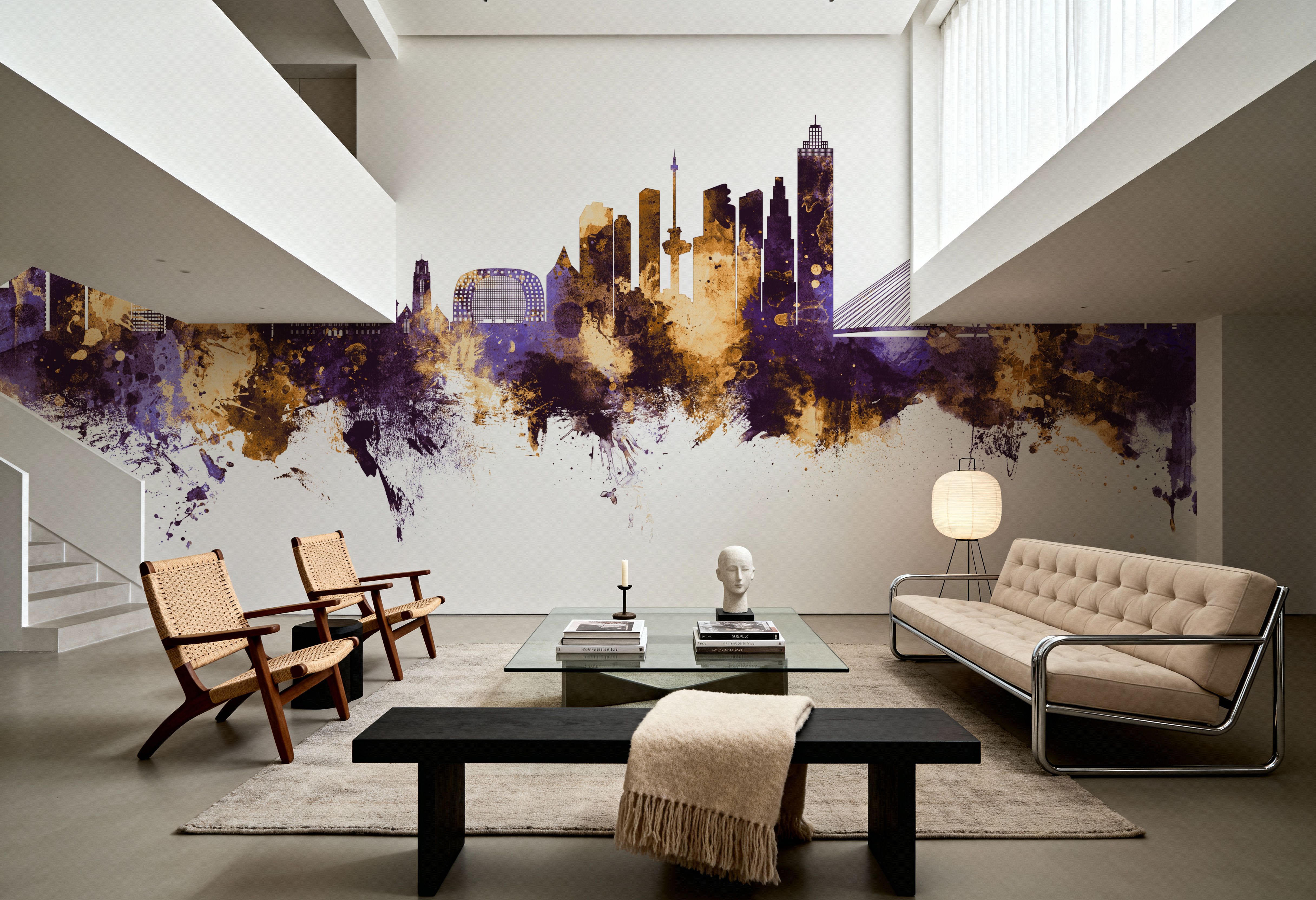 Rotterdam The Netherands Skyline Purple & Gold, Carte da parati