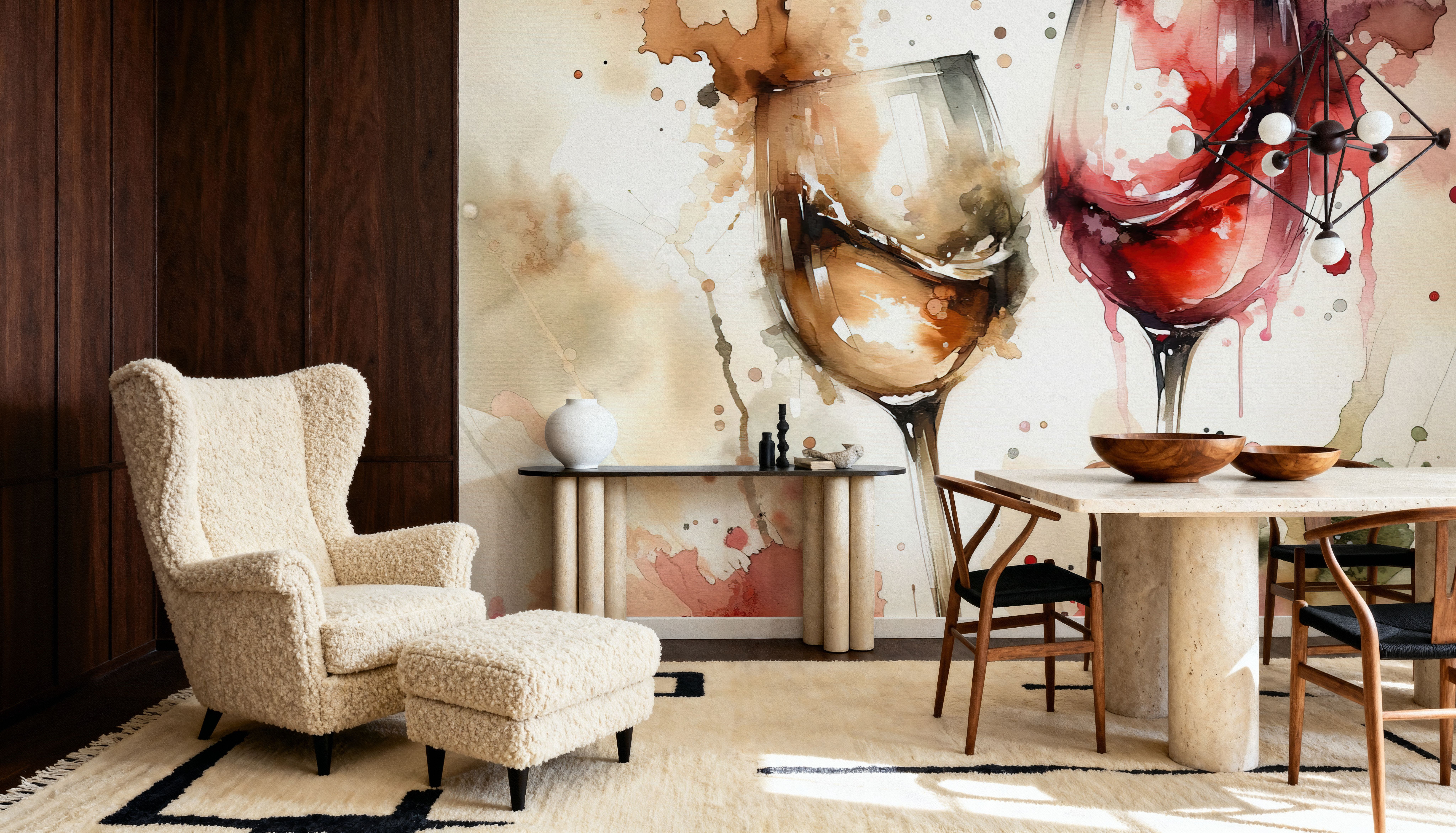 A Toast in Abstract Watercolor Elegance, Behang