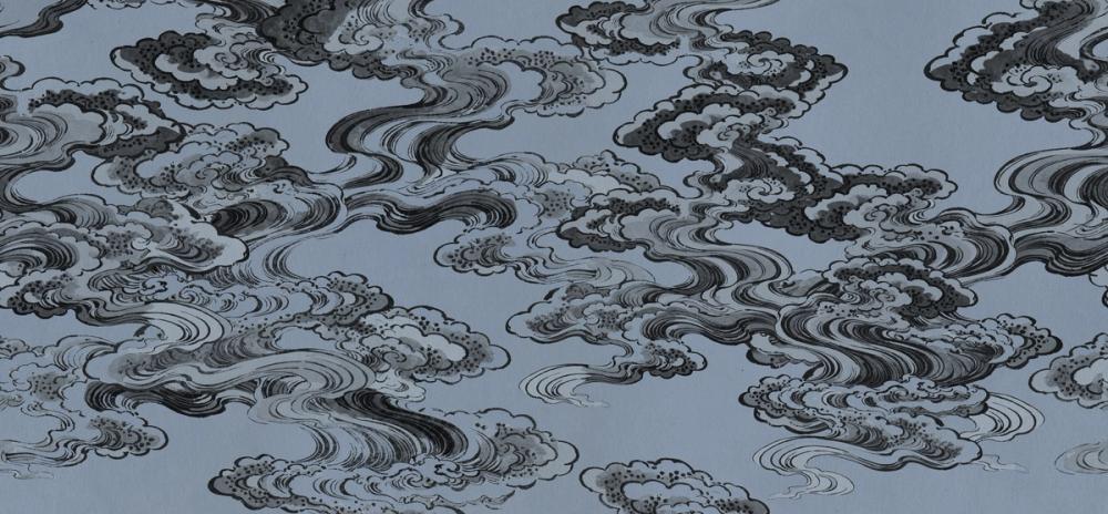 Ukiyo-e Clouds, Denim Blue
