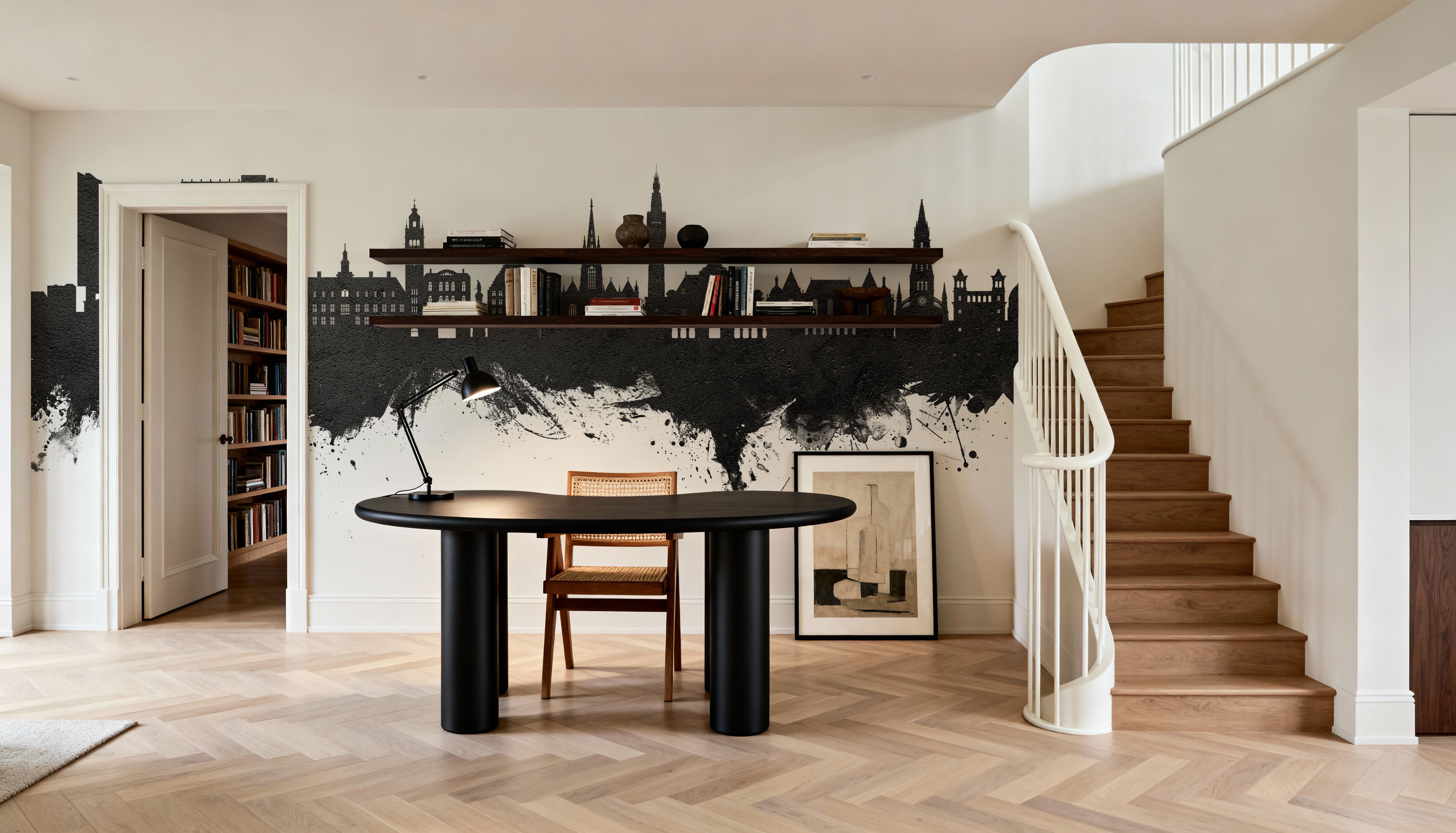 Lille France Skyline Black & White, Papier peint