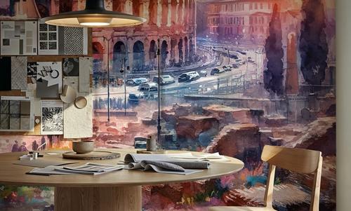 Watercolor Rome Colosseum