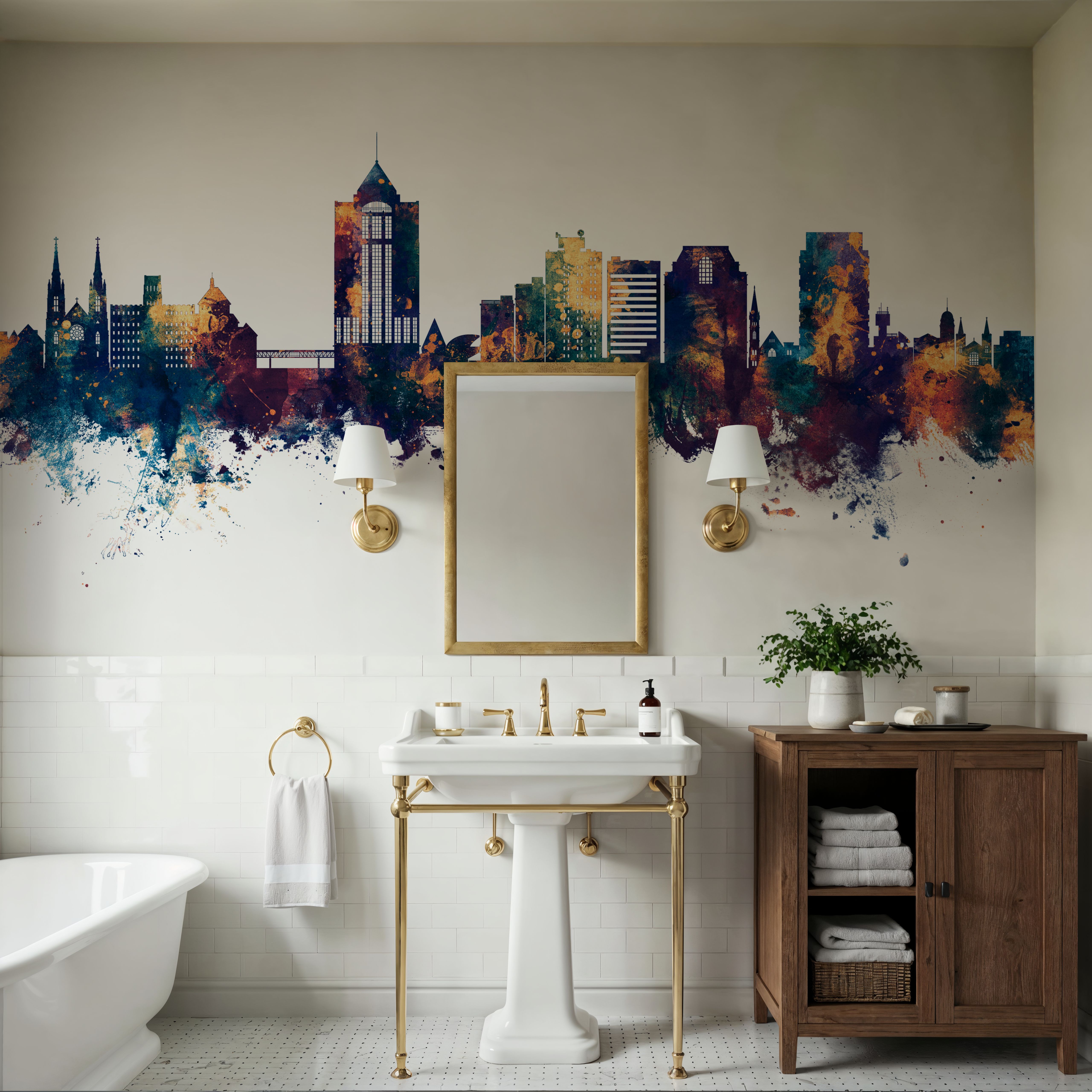 Roanoke Virginia Skyline Blue & Bronze