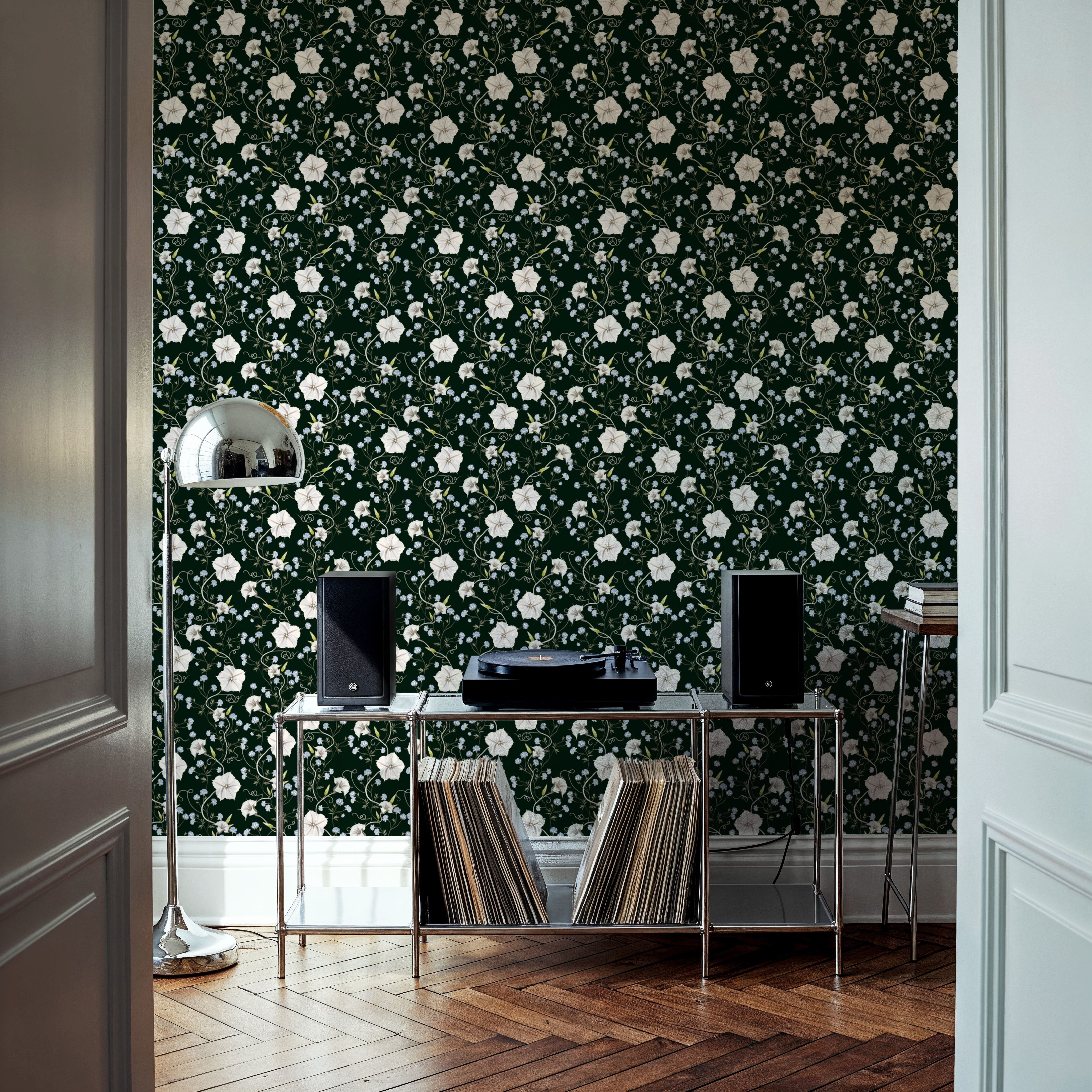 Trailing Morning Glory, Dark Green, Carte da parati