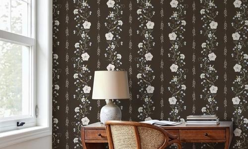Trailing Flower Stripe, Walnut