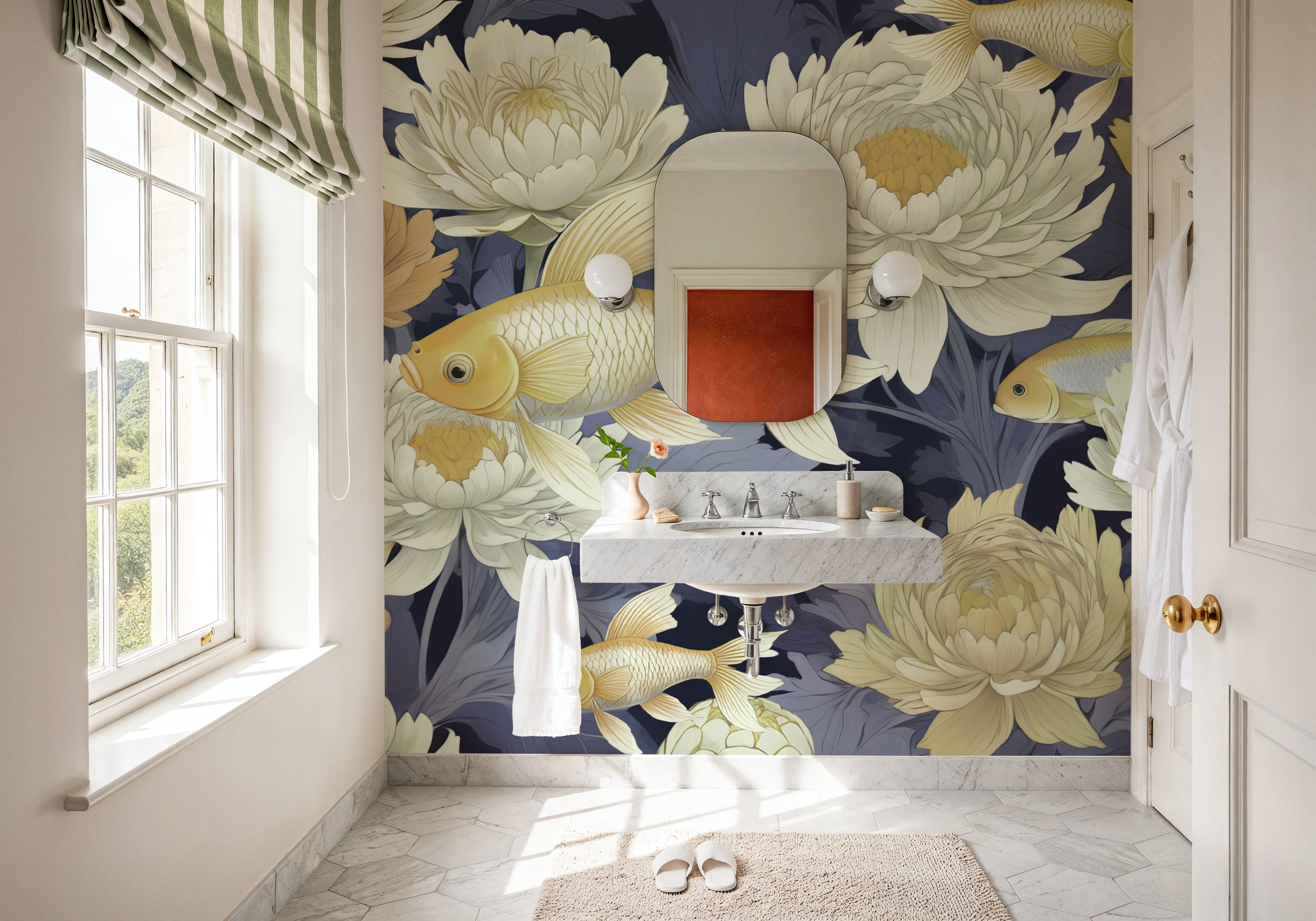 Dancing Fish, Yellow on Purple