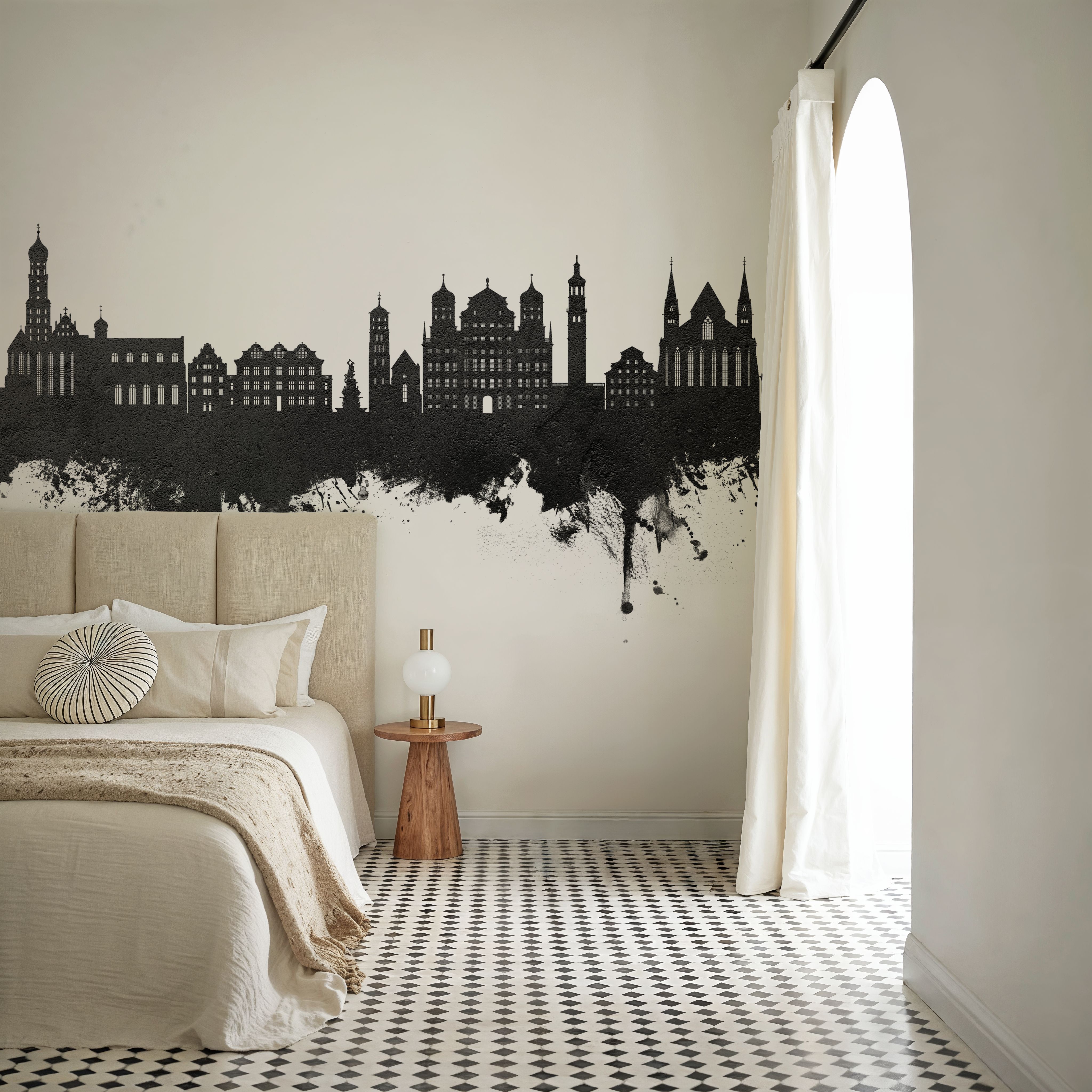 Augsburg Germany Skyline Black & White