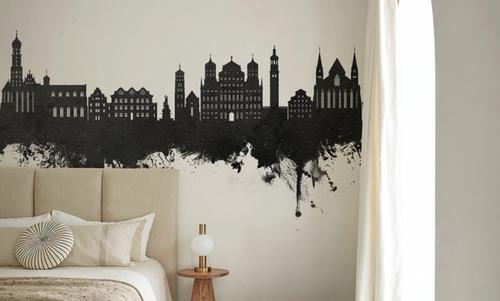Augsburg Germany Skyline Black & White