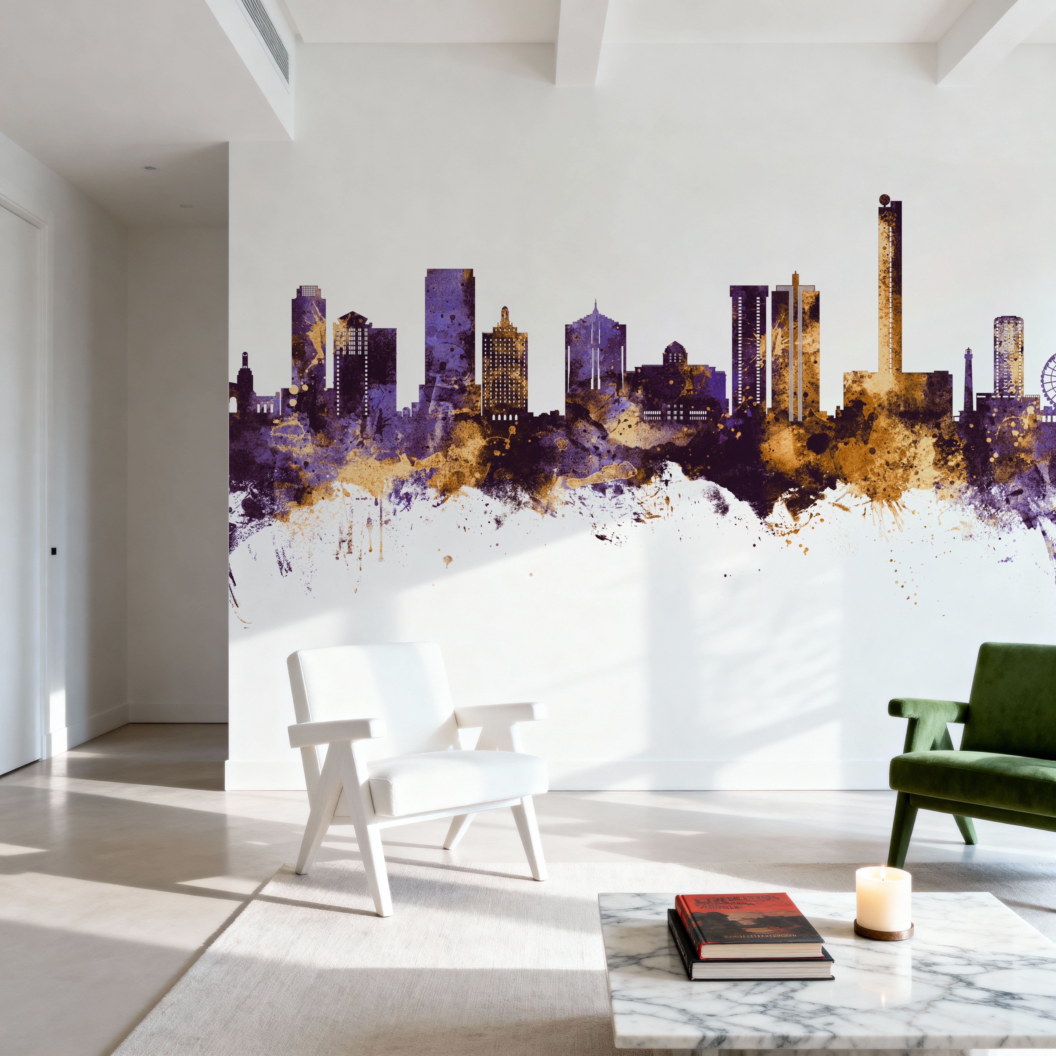 Atlantic City New Jersey Skyline Purple & Gold