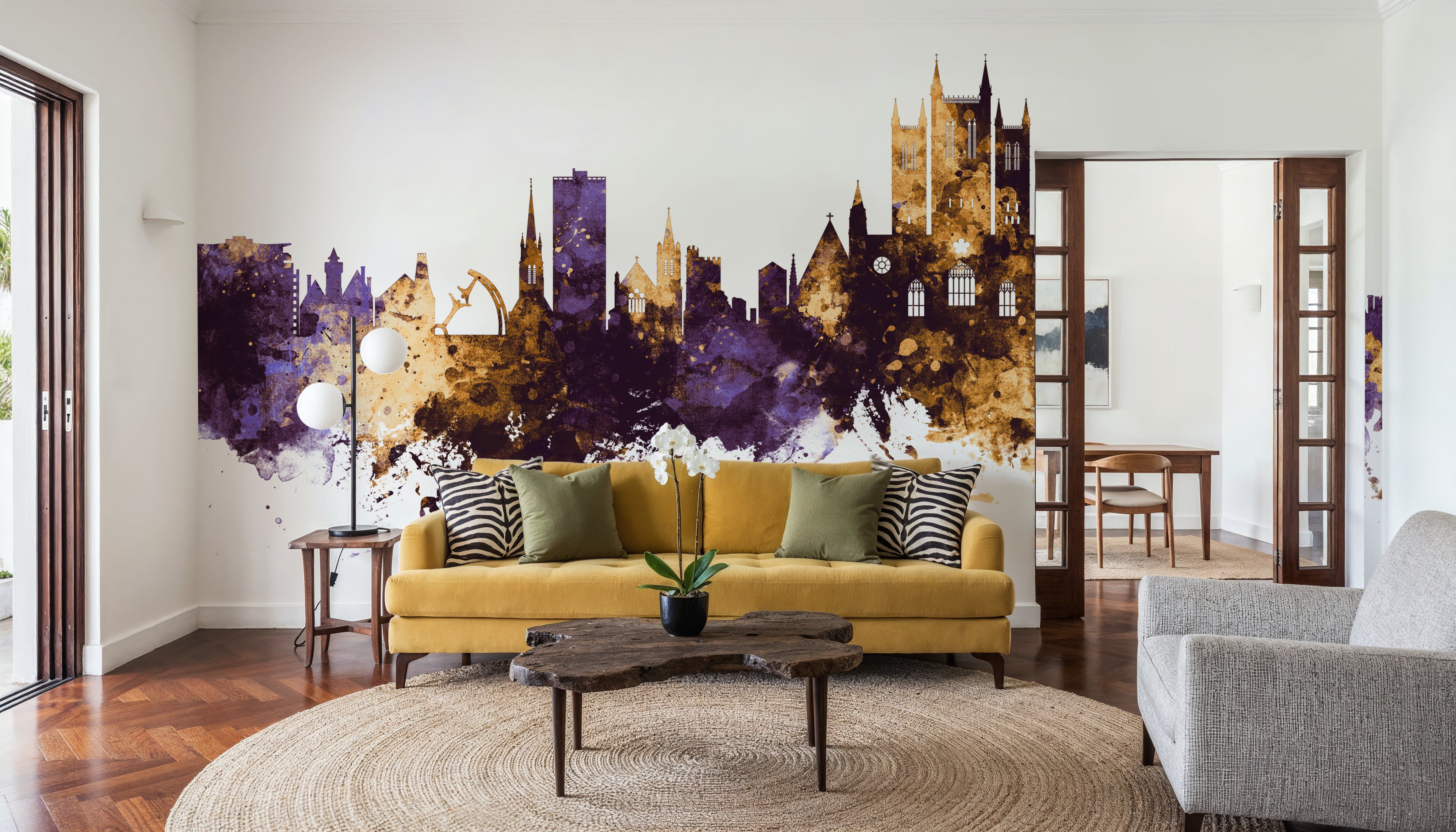 Lincoln England Skyline Purple & Gold, Tapet