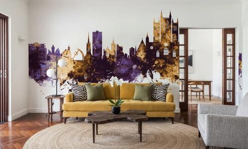 Lincoln England Skyline Purple & Gold