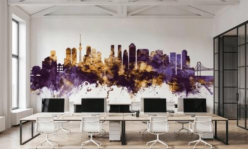 Tokyo Japan Skyline Purple & Gold