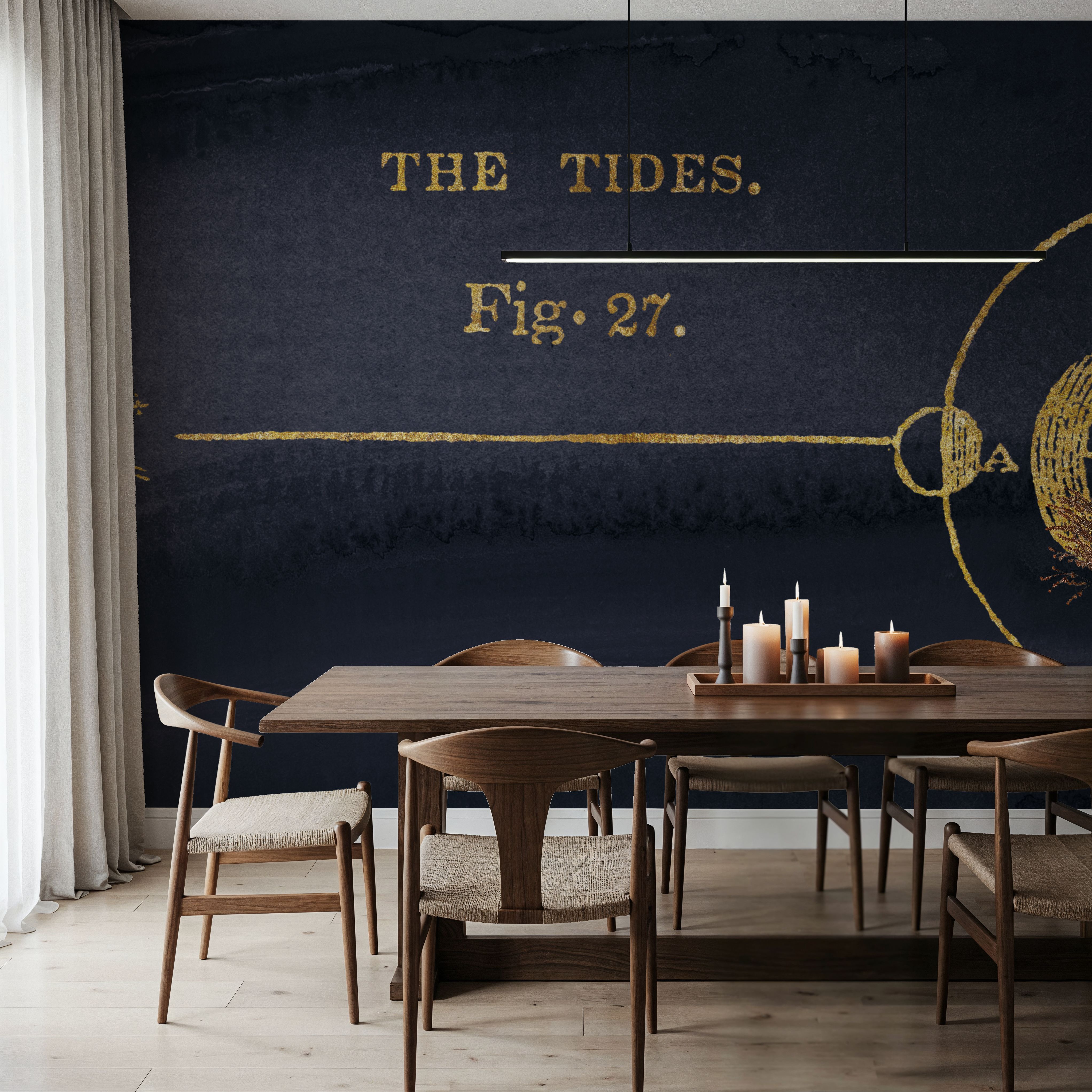 Wall Mural - Geography of the Heavens VI Blue Gold - Astronomy mural wallpaper - Dining Room - Wallism US - Premium, Textured or Peel & Stick