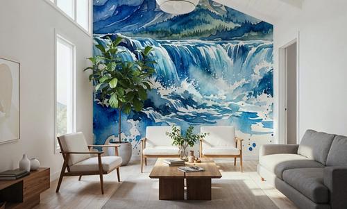 Nordic Waterfall - Watercolor Landscapes Series