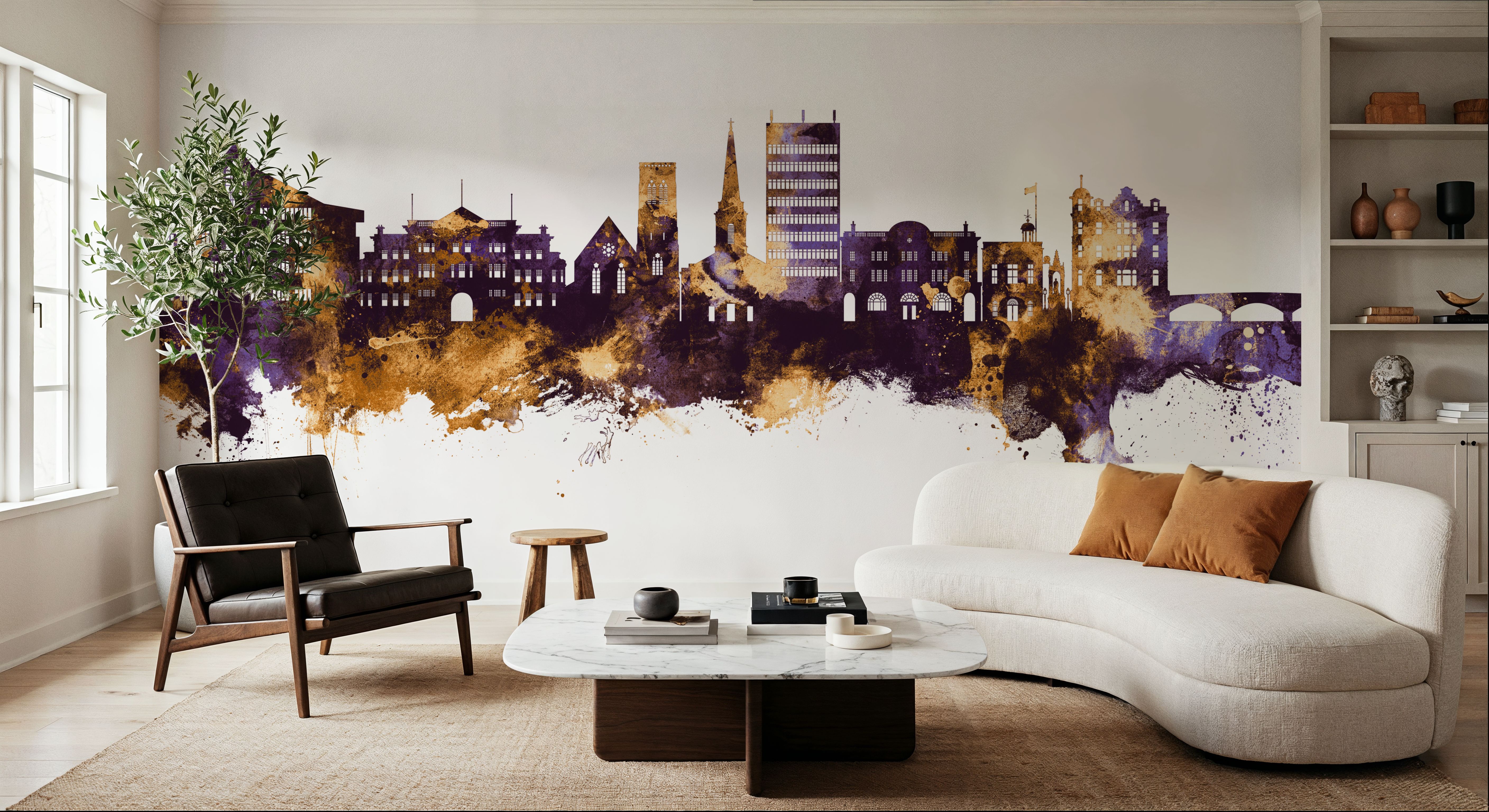 Maidstone England Skyline Purple & Gold