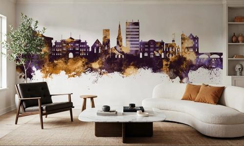 Maidstone England Skyline Purple & Gold