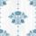 Block Print Water Lily Stripes, French Blue