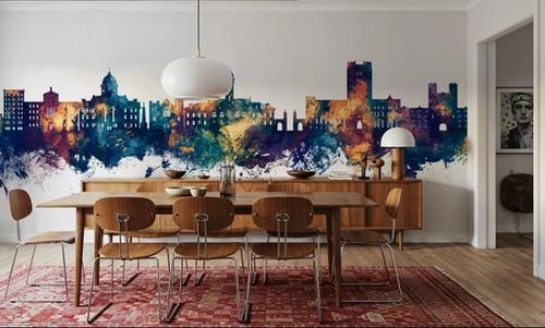 Bloomington Indiana Skyline Blue & Bronze