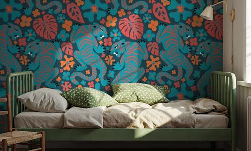 Otomi Cool Tigers, Coral & Teal