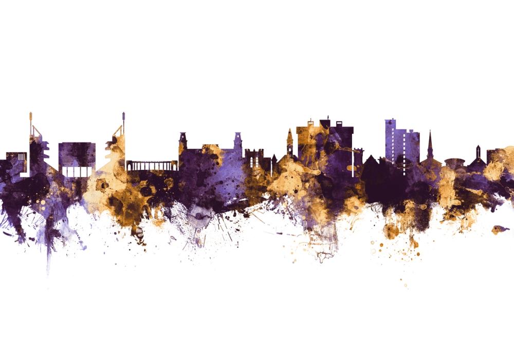 Fayetteville Arkansas Skyline Purple & Gold