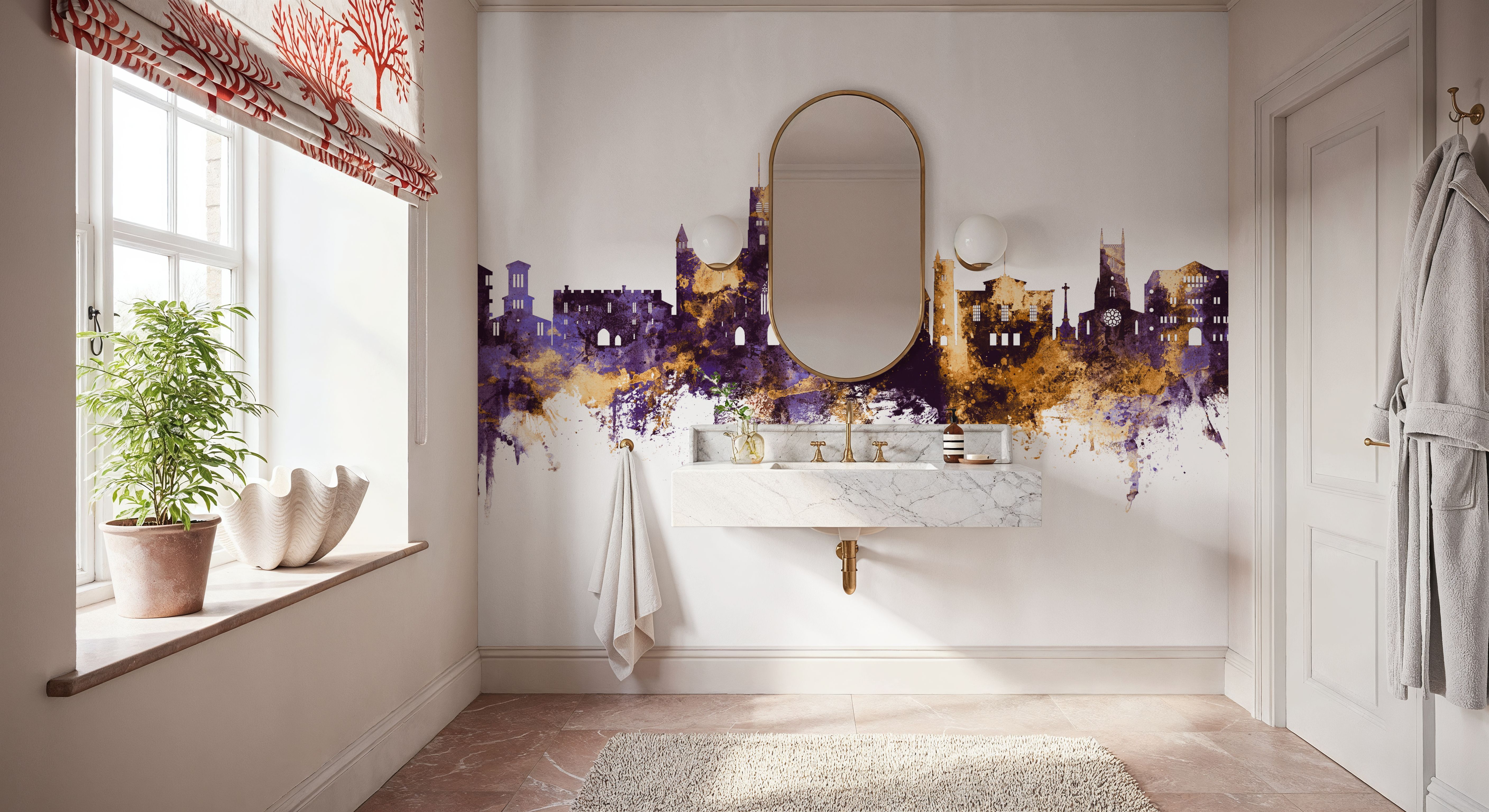 St Albans England Skyline Purple & Gold