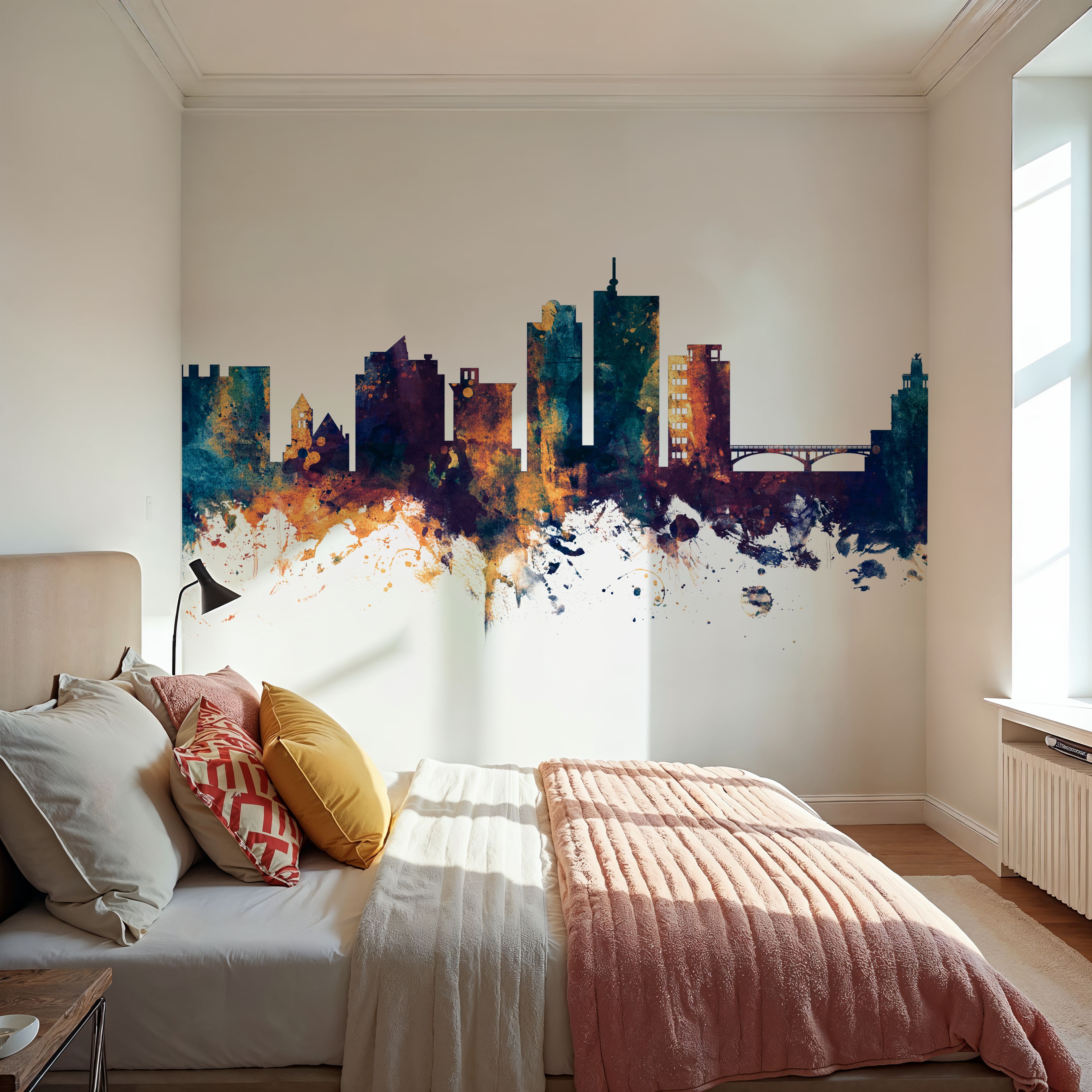 Cedar Rapids Iowa Skyline Blue & Bronze