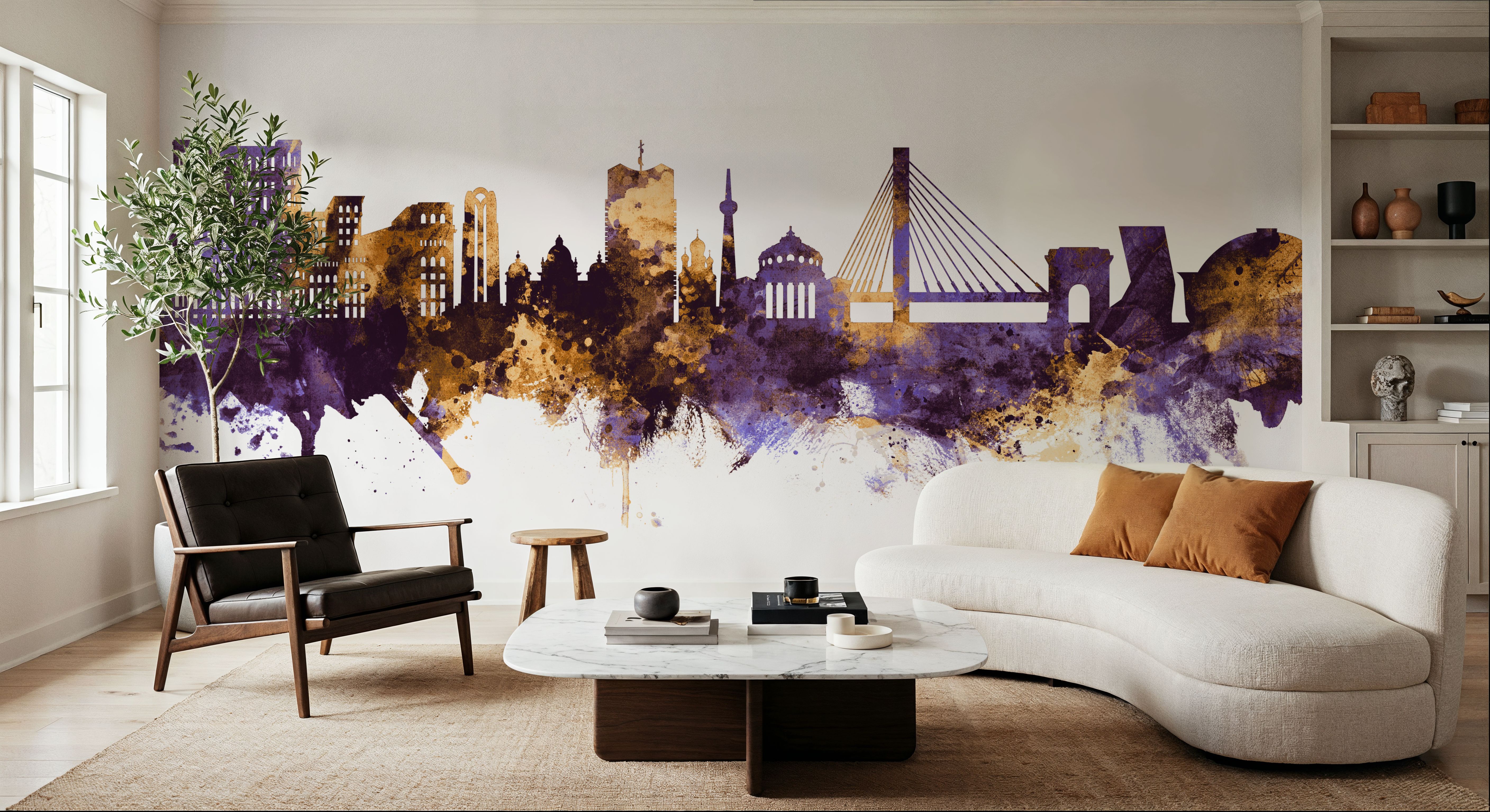 Bucharest Romania Skyline Purple & Gold