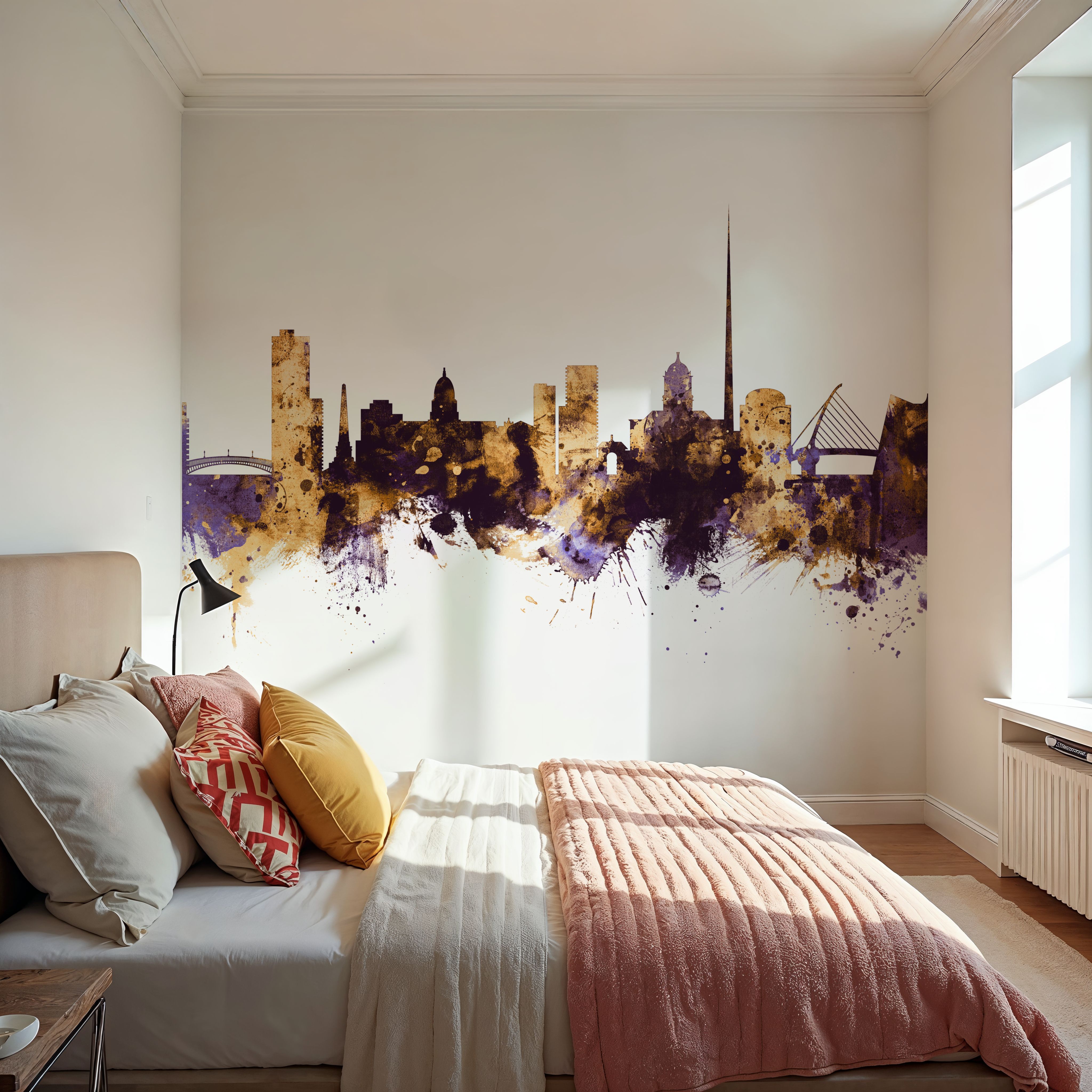 Dublin Ireland Skyline Purple & Gold