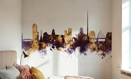 Dublin Ireland Skyline Purple & Gold