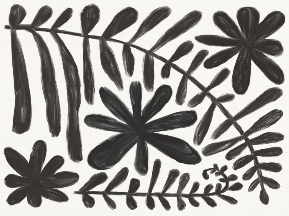 Fern and Flower Black