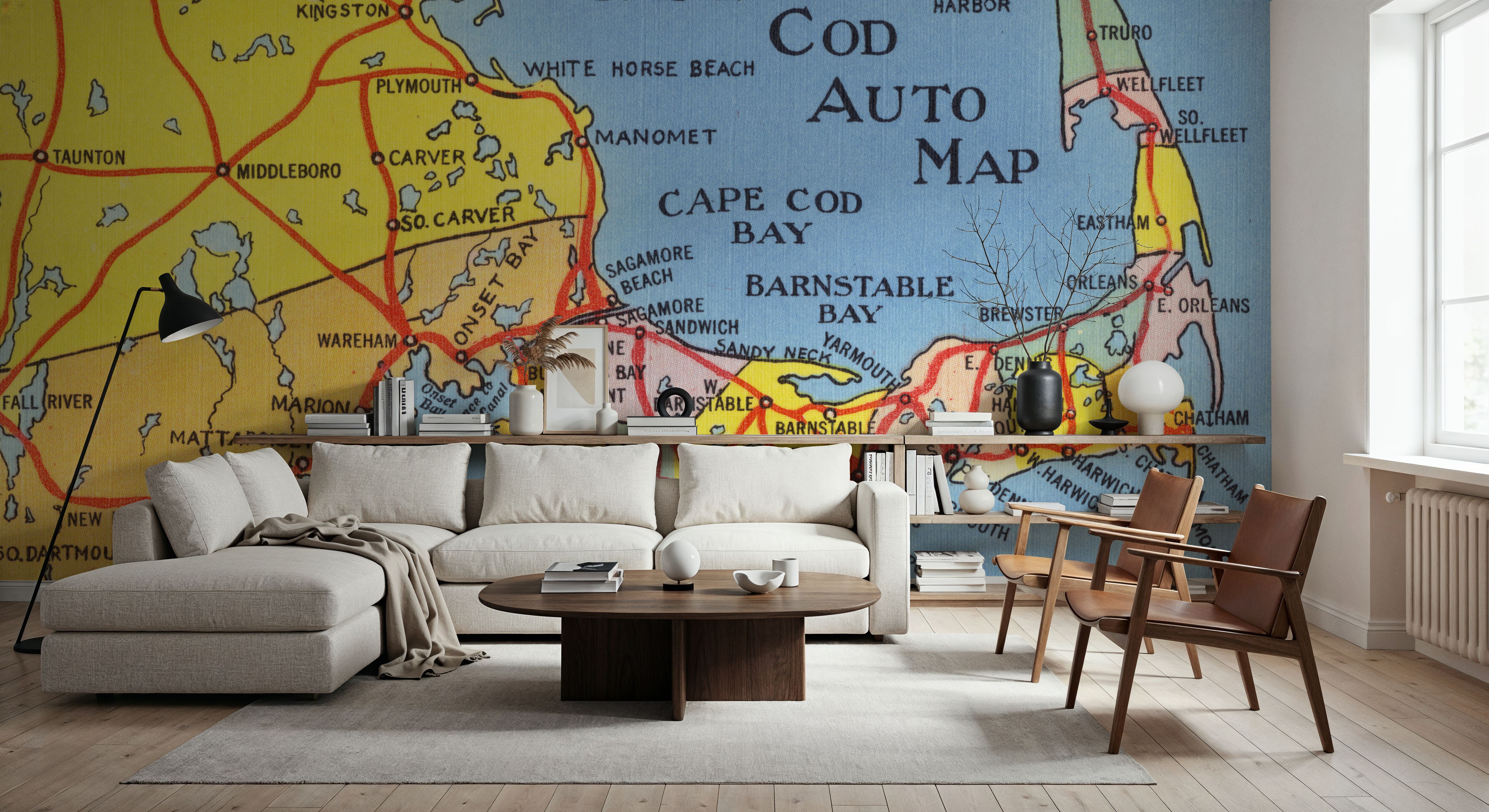 Greetings from Cape Cod Map - Screenprint Postcard