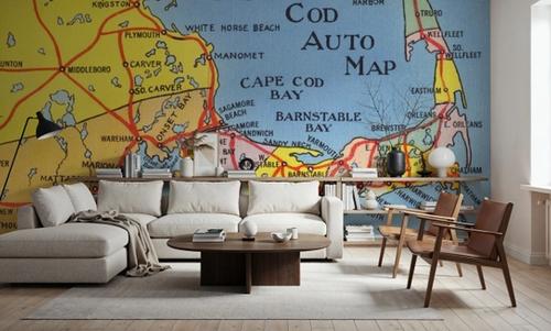 Greetings from Cape Cod Map - Screenprint Postcard