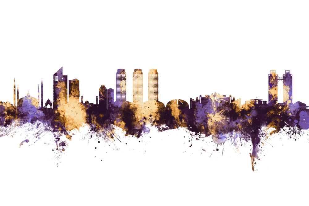 Islamabad Pakistan Skyline Purple & Gold