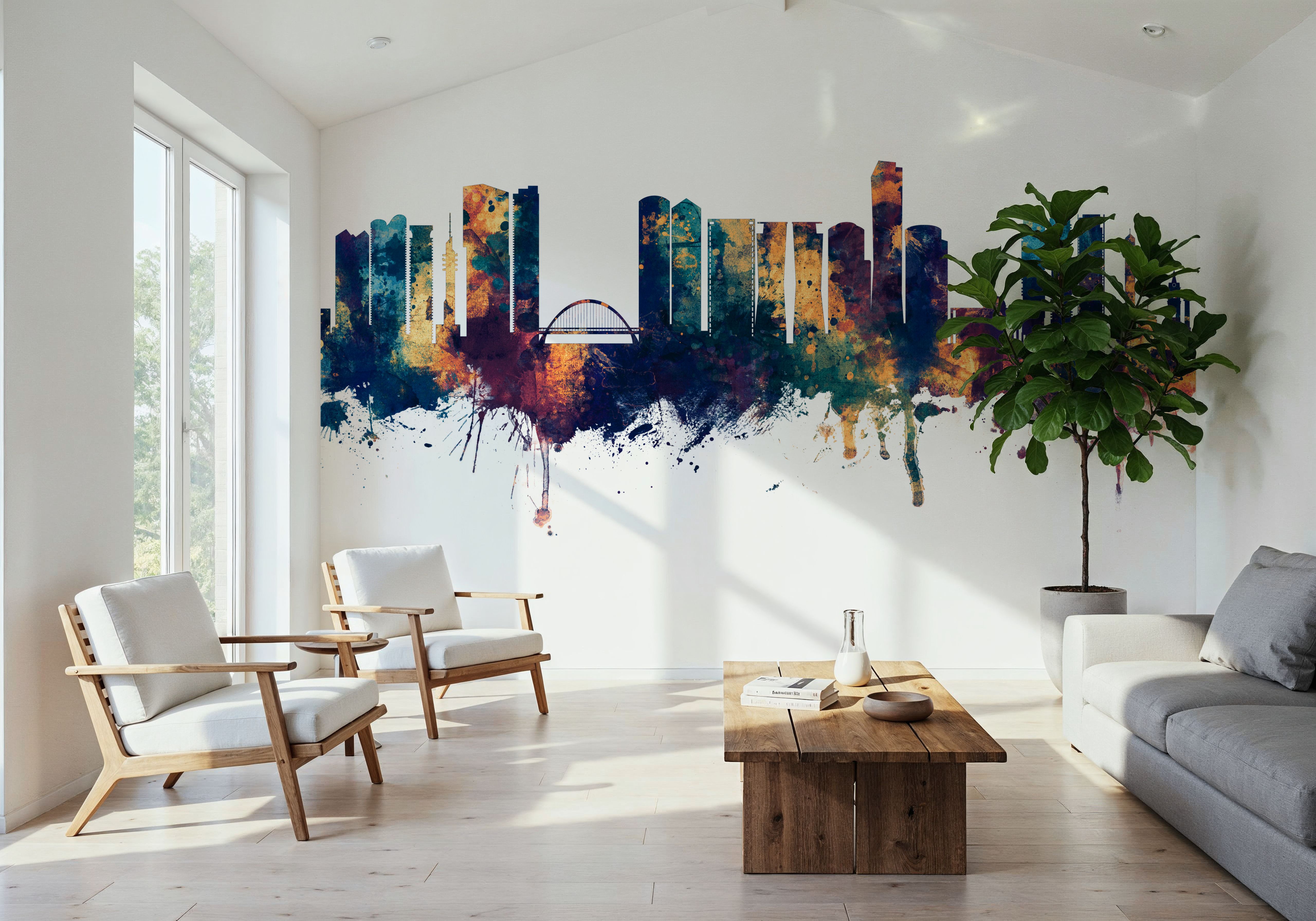 Tel Aviv Skyline Blue & Bronze, Papier peint