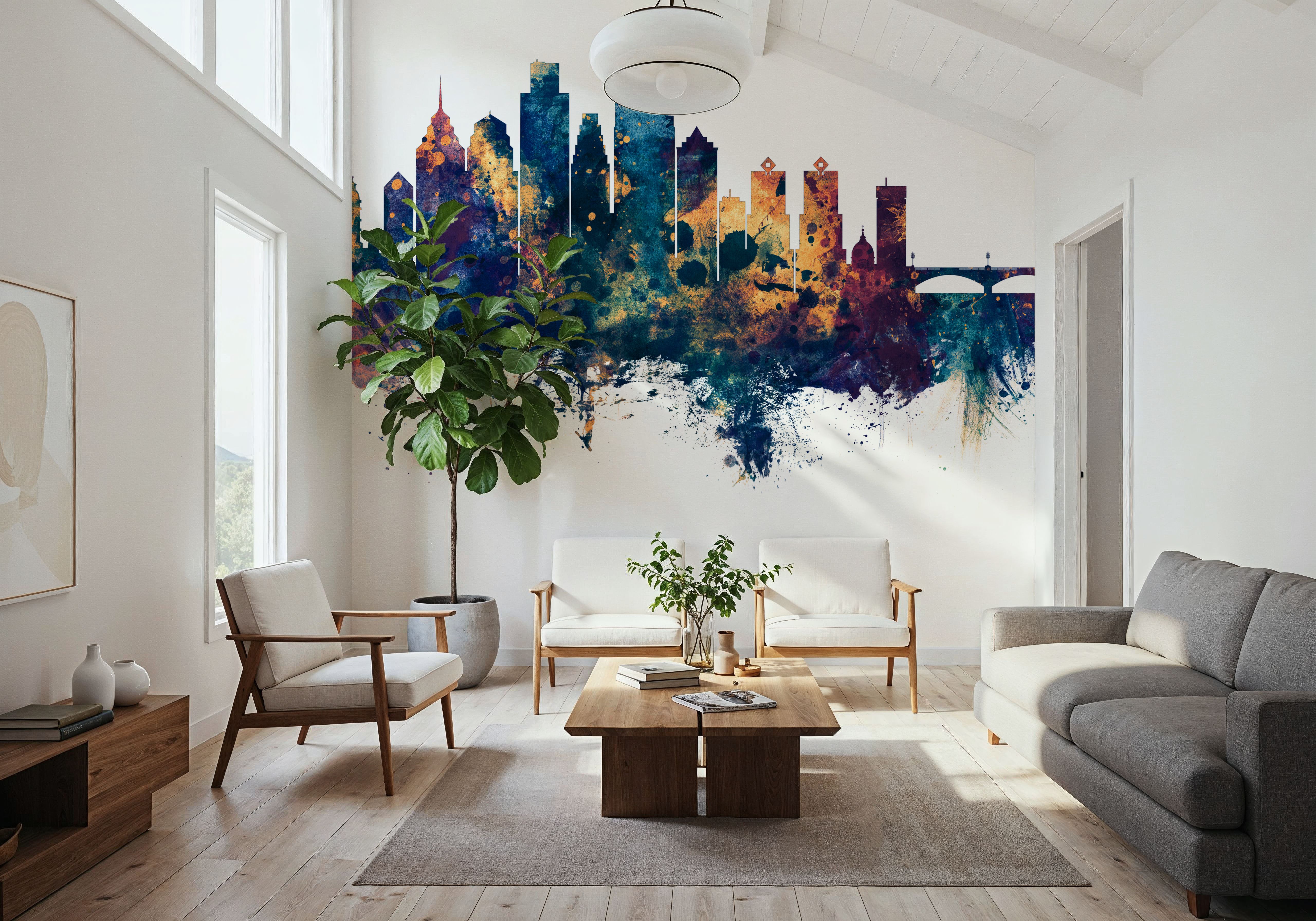 Philadelphia Skyline Blue & Bronze