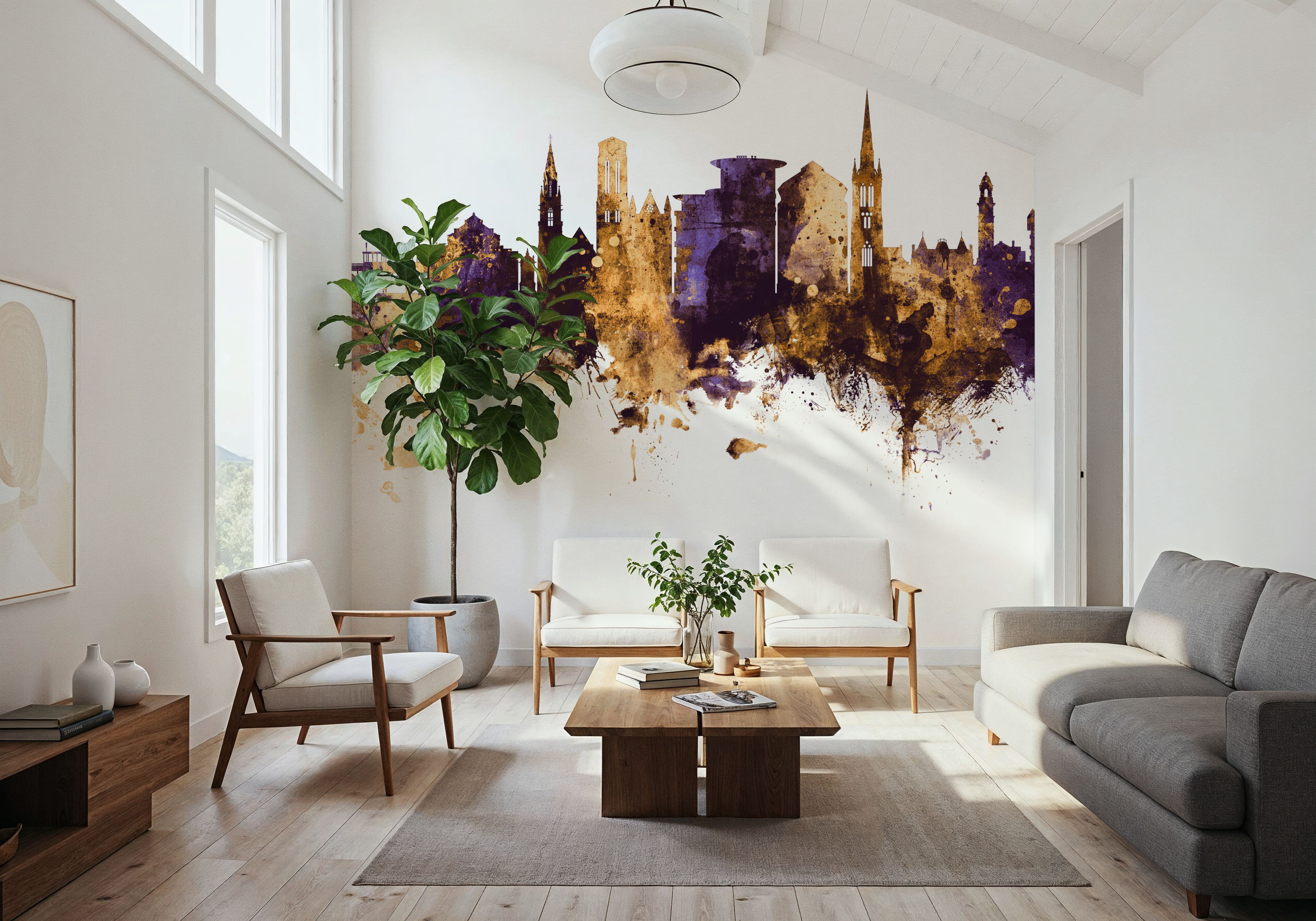 Bournemouth England Skyline Purple & Gold