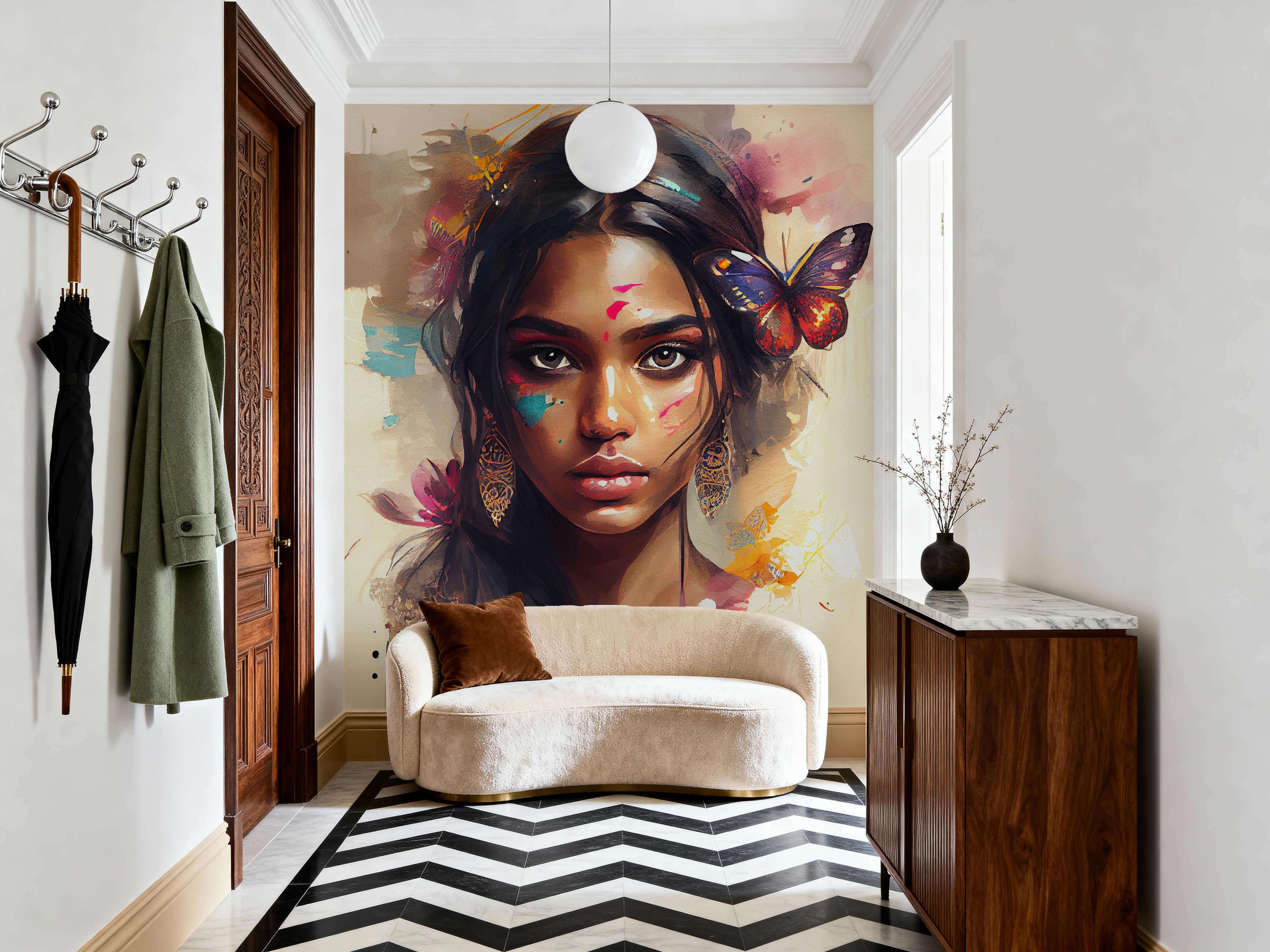 Watercolor Butterfly Woman