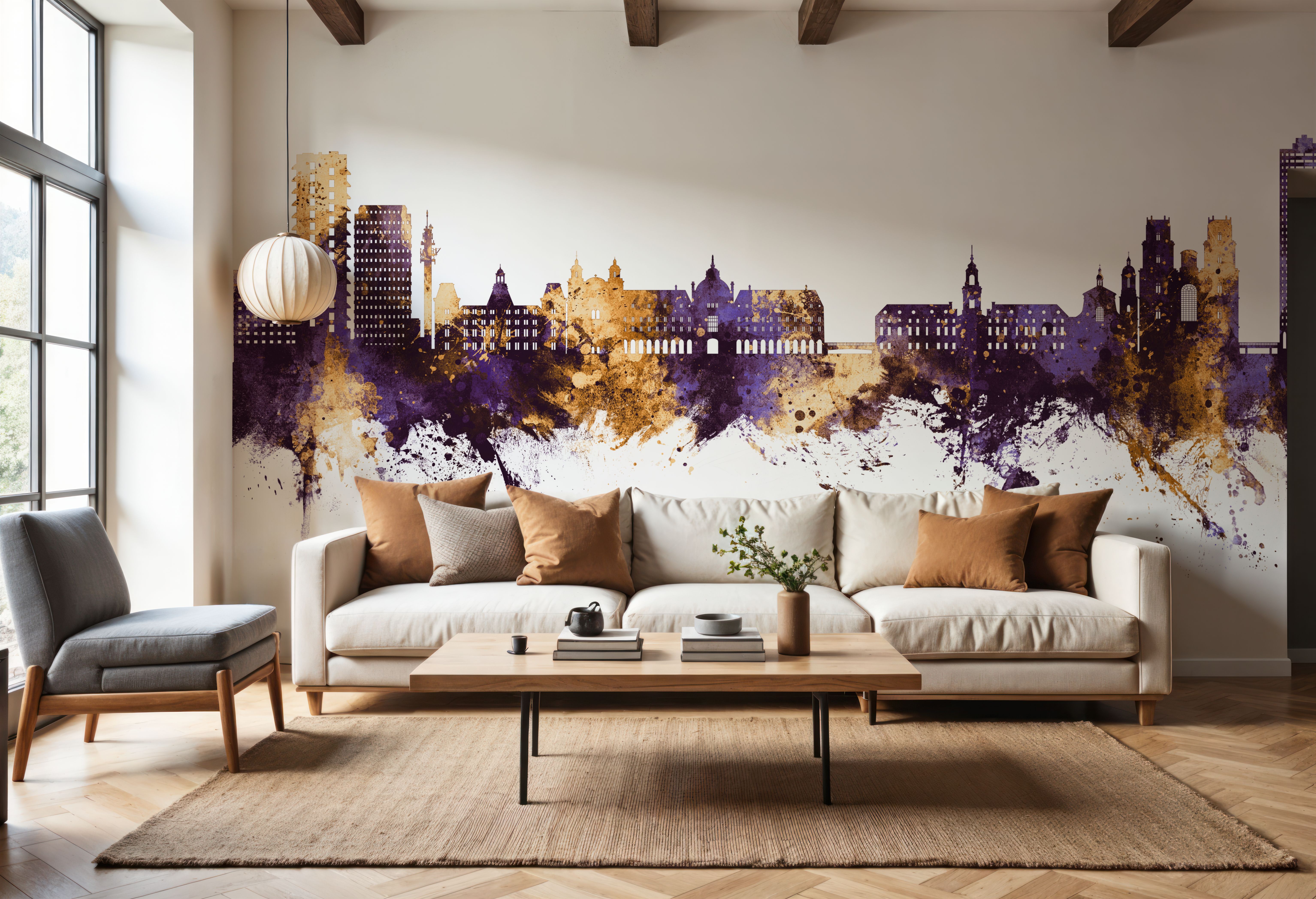 Rennes France Skyline Purple & Gold