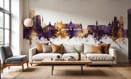 Rennes France Skyline Purple & Gold