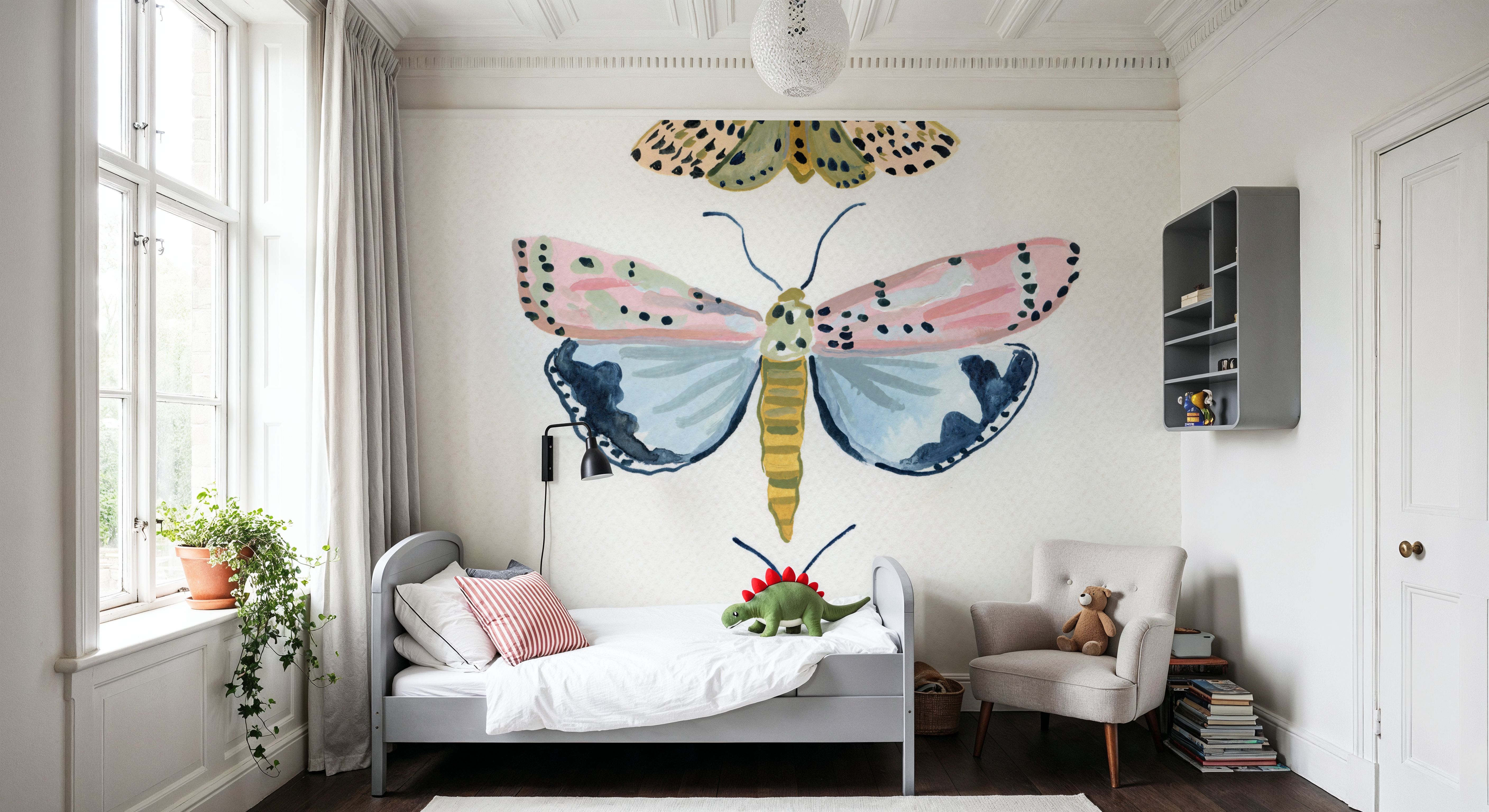 Pastel Moths I, Behang