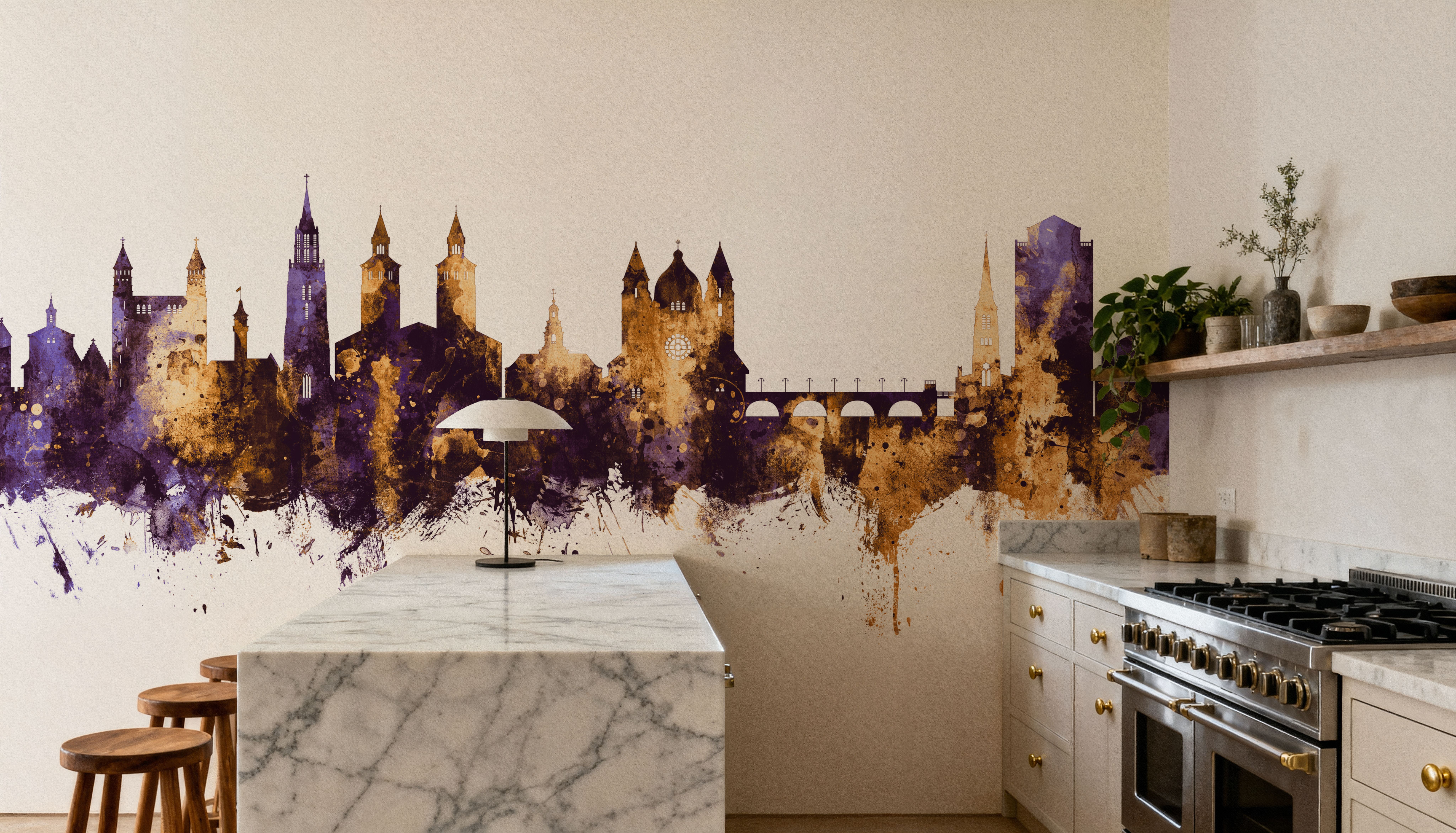 Maastricht The Netherlands Skyline Purple & Gold