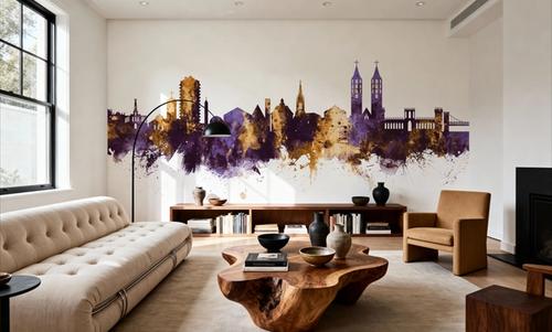 Kassel Germany Skyline Purple & Gold