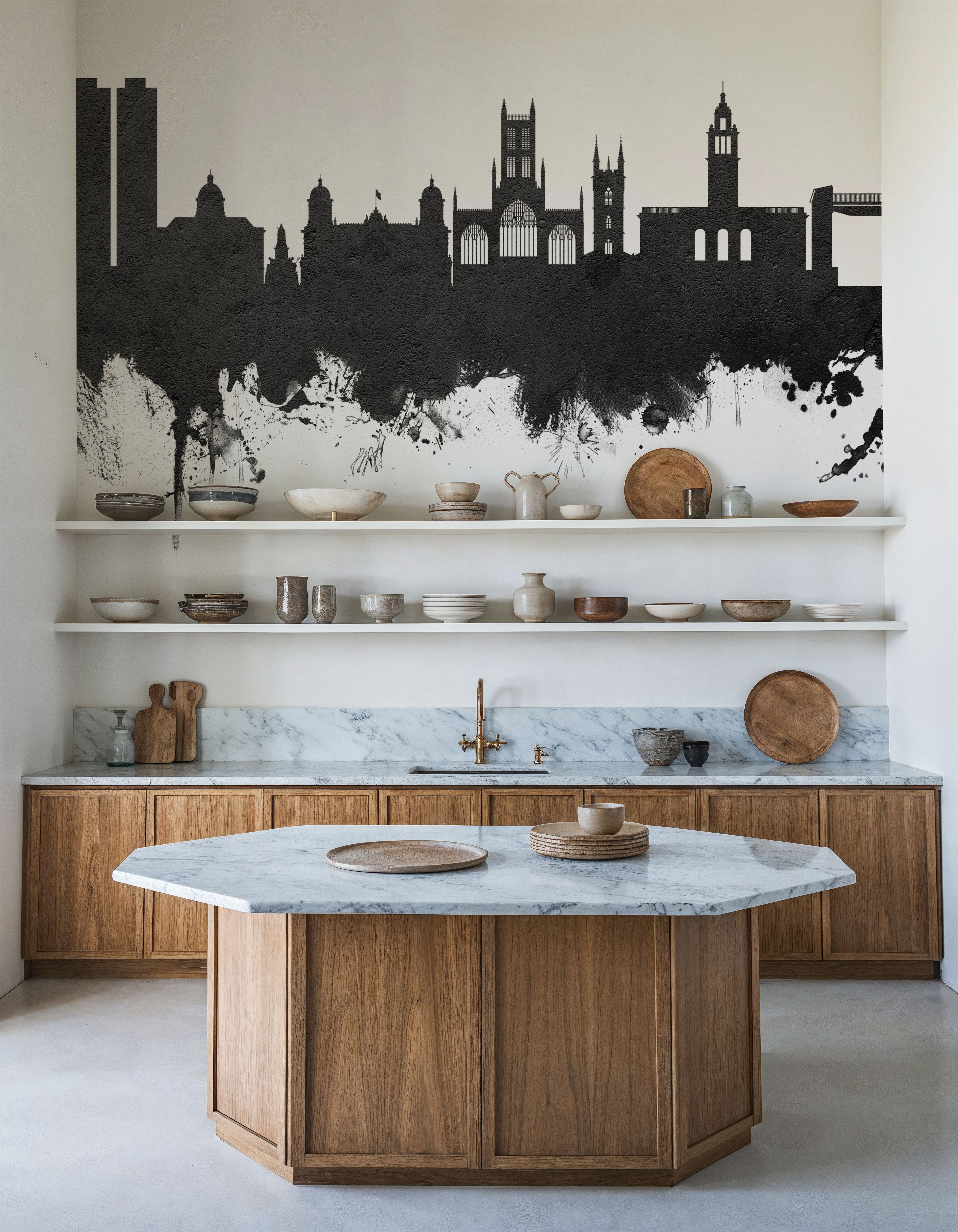 Kingston upon Hull England Skyline Black & White