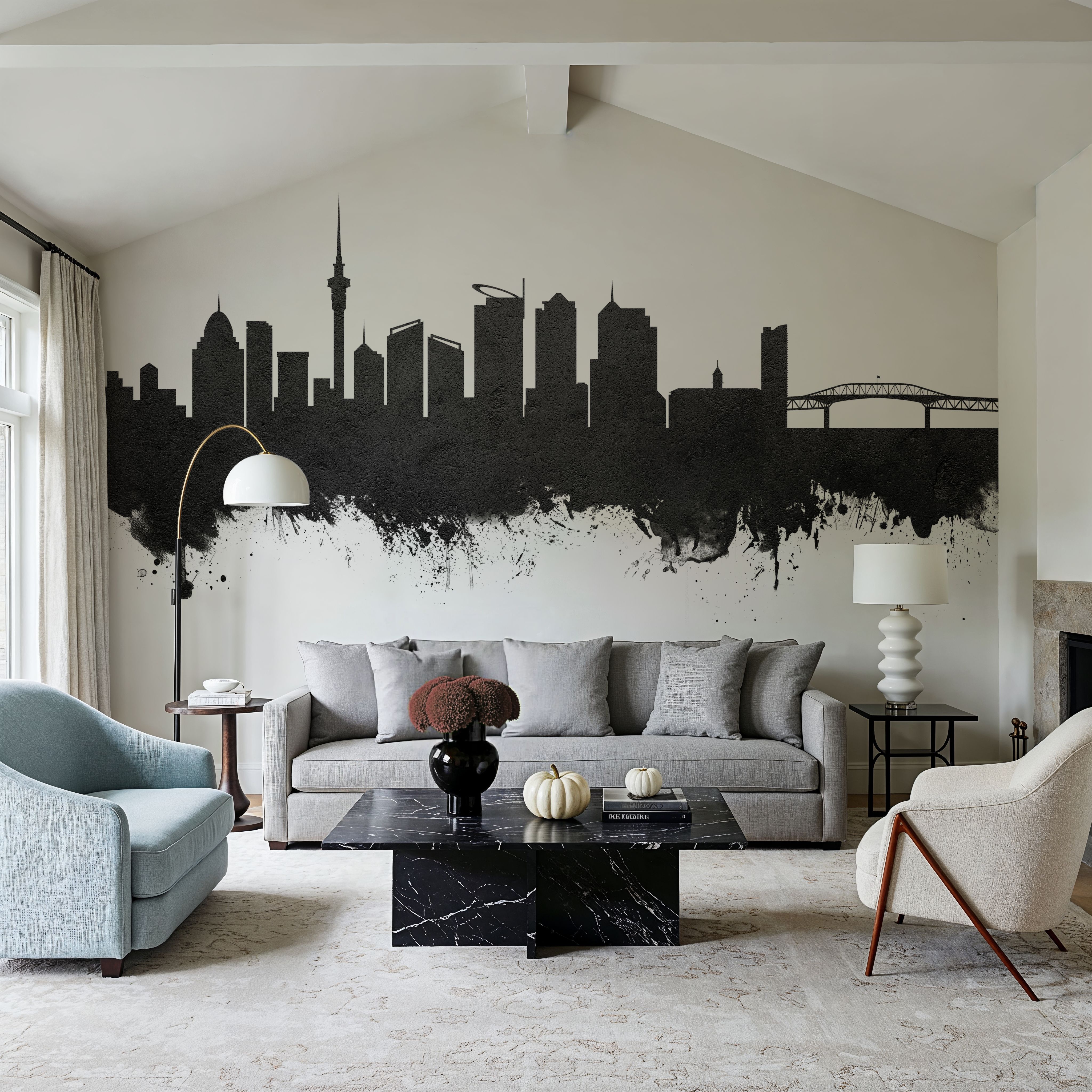 Auckland New Zeeland Skyline Black & White