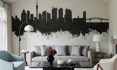 Auckland New Zeeland Skyline Black & White