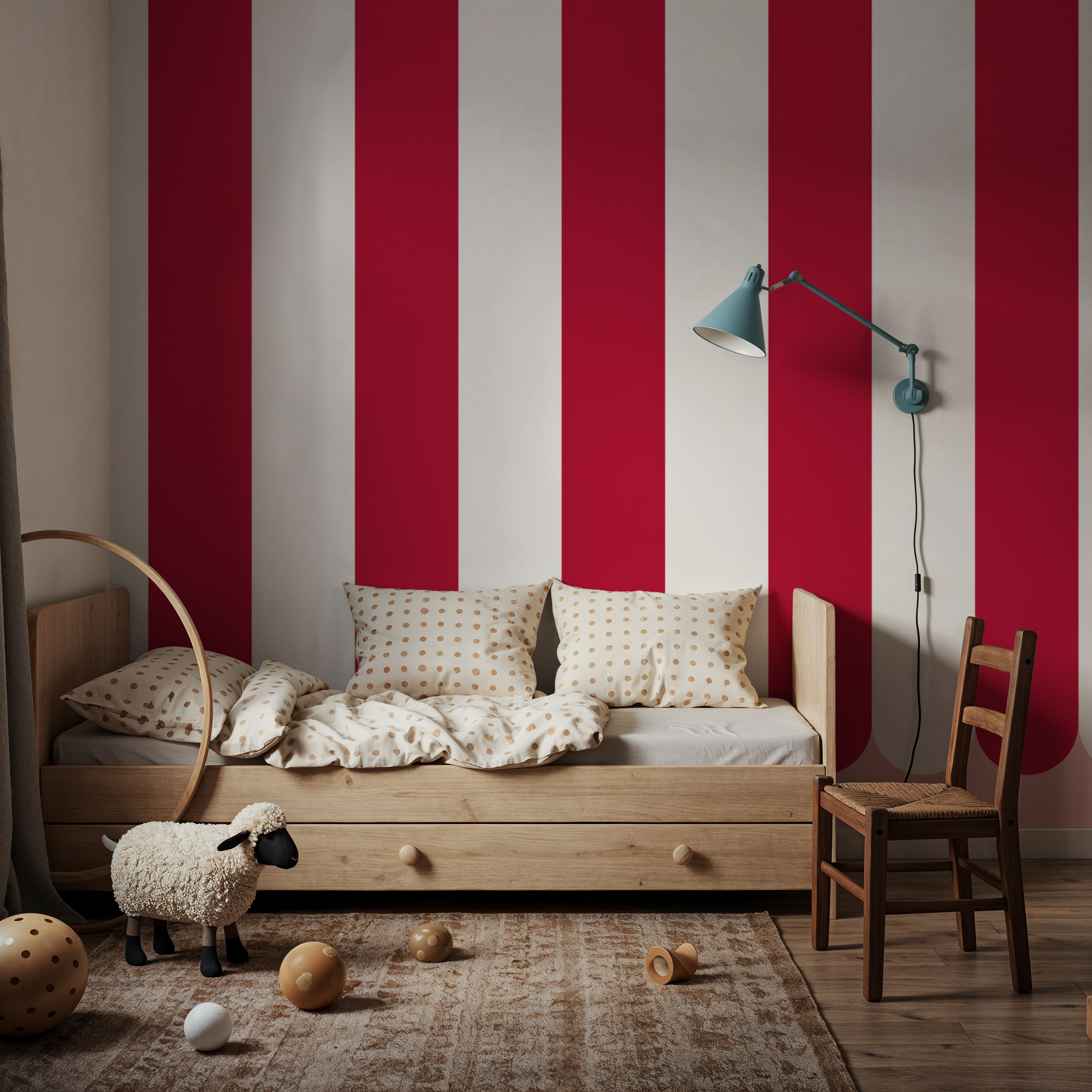 Scalloped Circus Stripes, Red