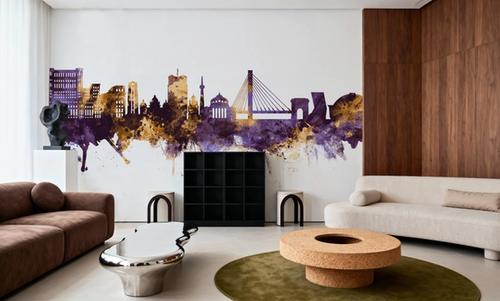 Bucharest Romania Skyline Purple & Gold