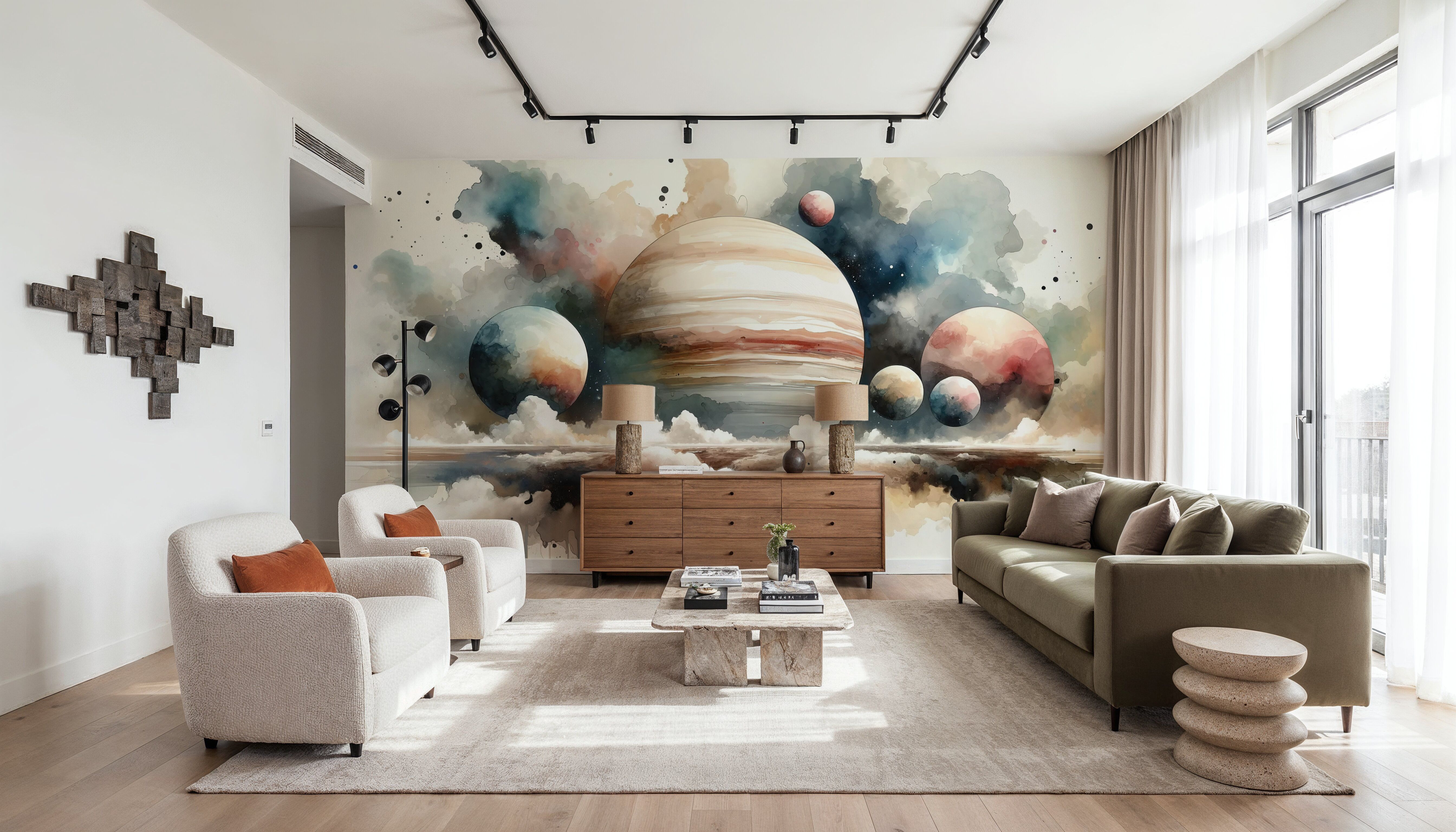 Surreal Planetary Landscape in Watercolor
