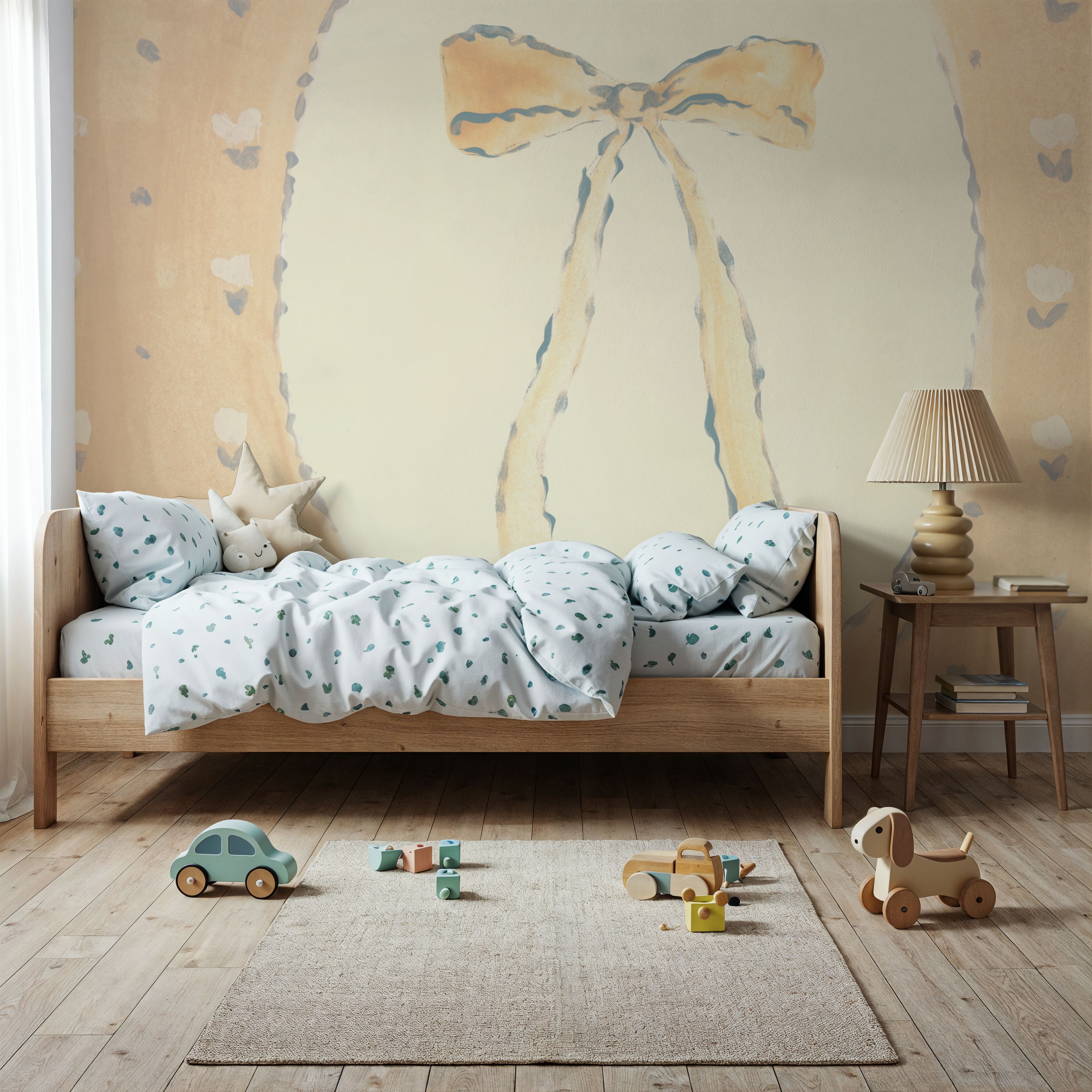 Wall Mural - Tied up with Bows II - Graphics mural wallpaper - Yellow - Kids' Room - Wallism UK - Premium, Textured or Peel & Stick