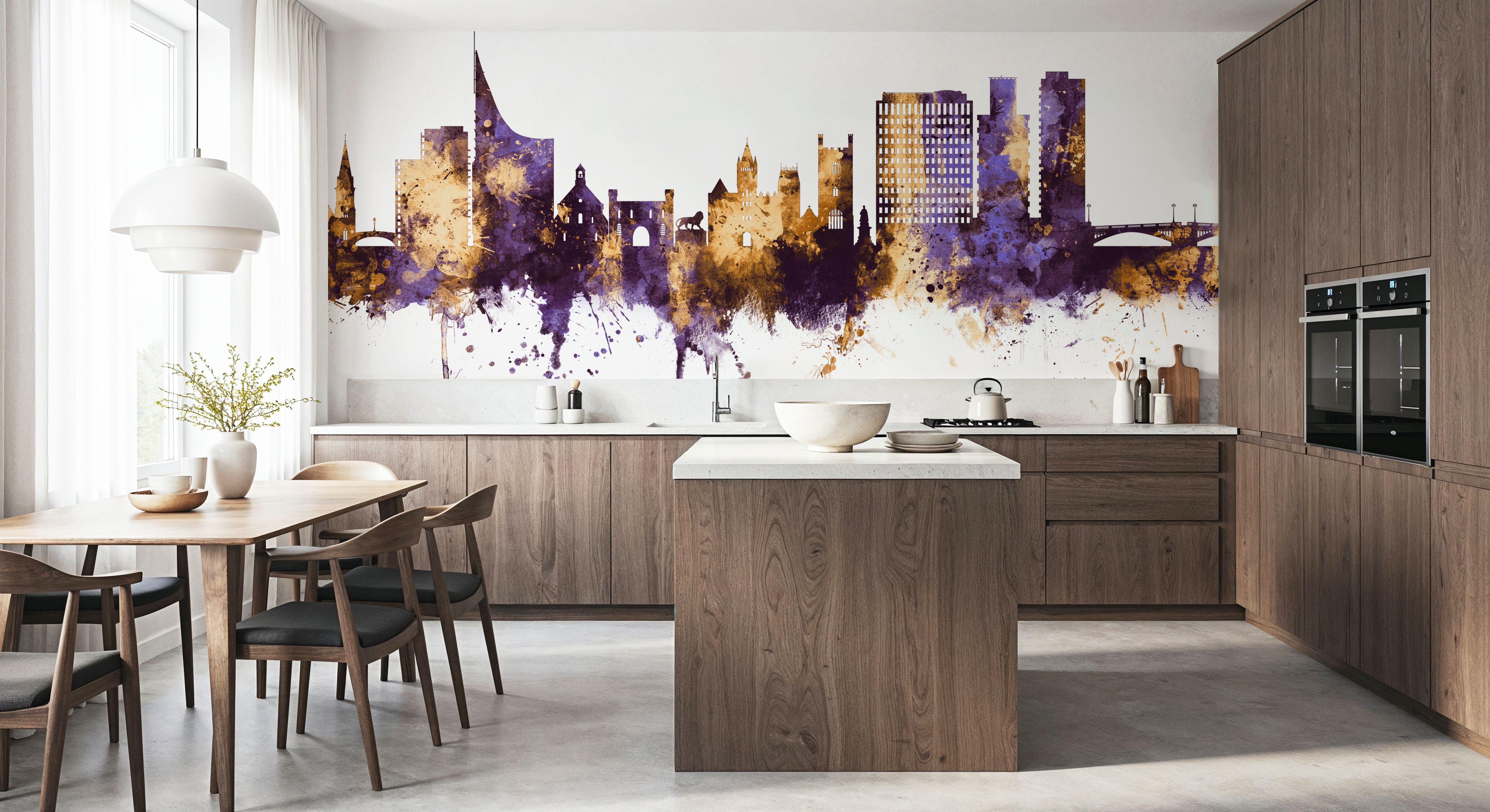 Reading England Skyline Purple & Gold