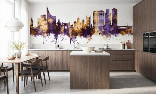 Reading England Skyline Purple & Gold